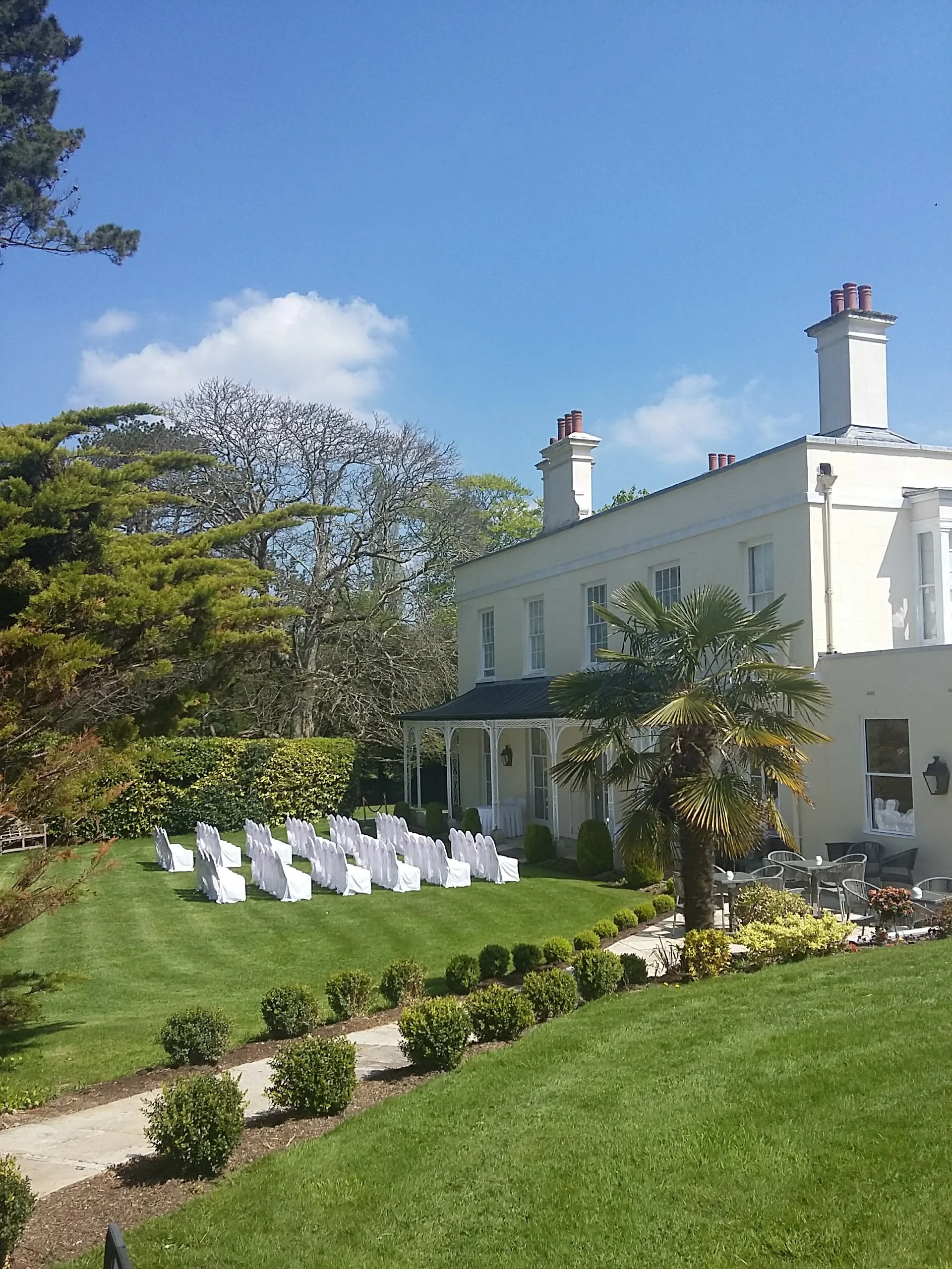 Outdoor ceremony setup in the sunshine
