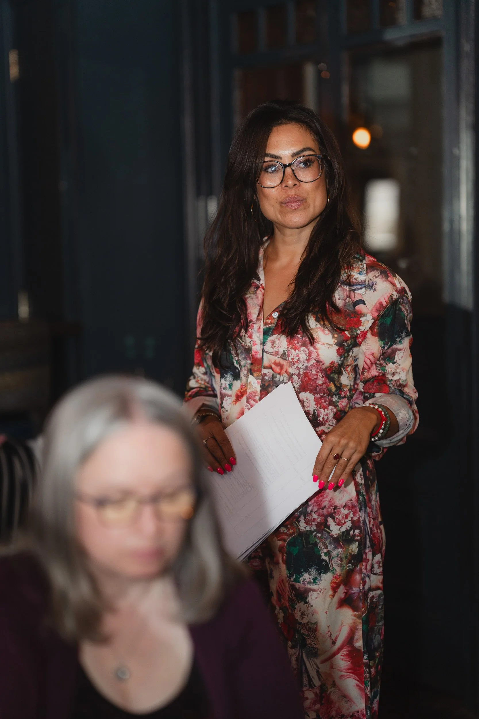 Life coach and event organizer Alice Dartnell speaking at a Women in Business networking event in Hackney London