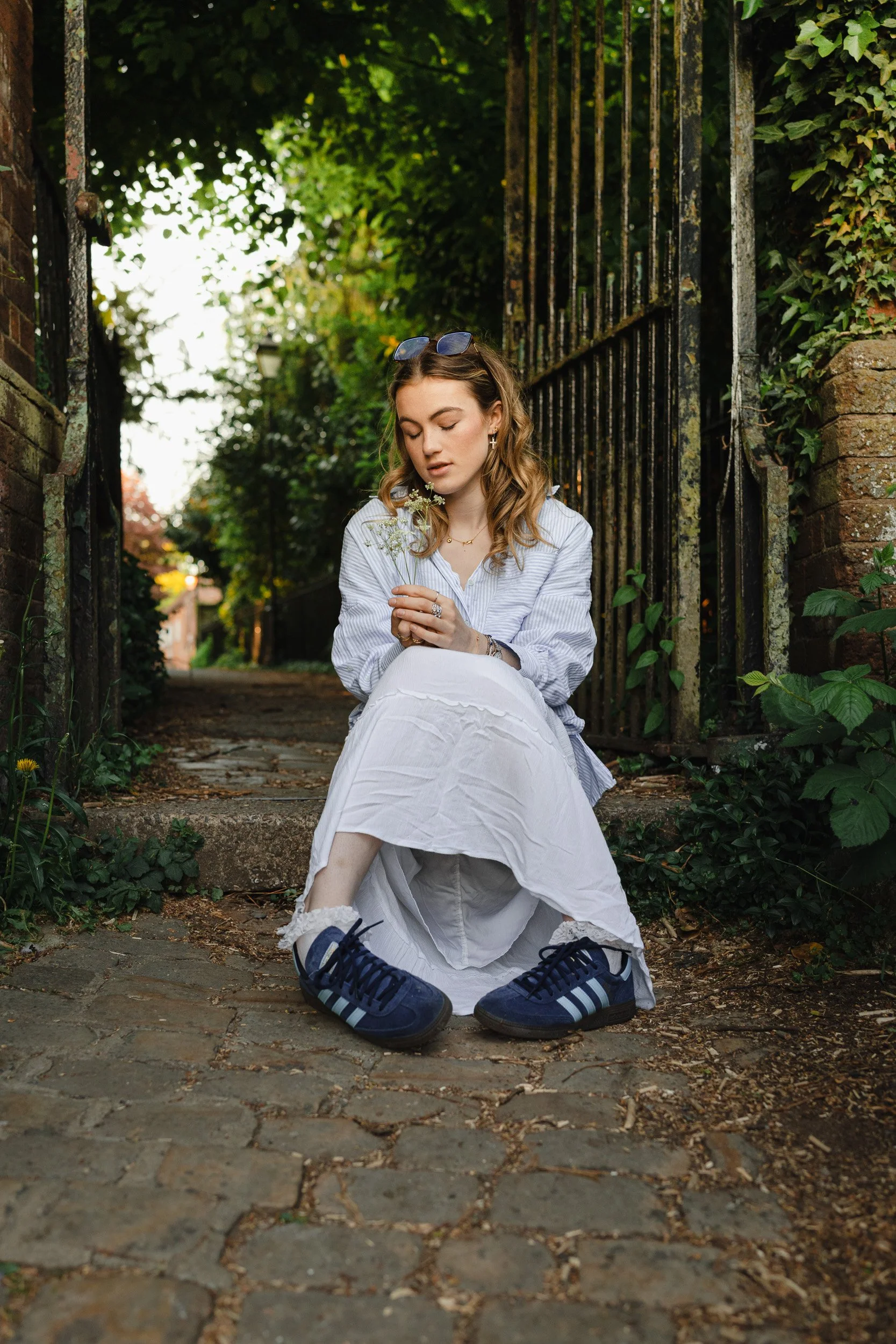 Teen girl looking thoughtful during a school leaver photography session in Amersham, Buckinghamshire