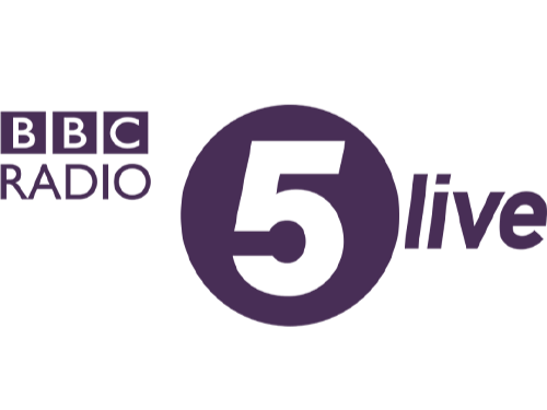 BBC Radio 5 Live logo on a black background.