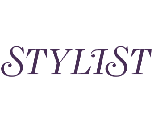 The word 'STYLIST' written in purple capital letters on a black background.