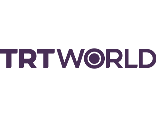 TRT World logo in purple text on a black background.