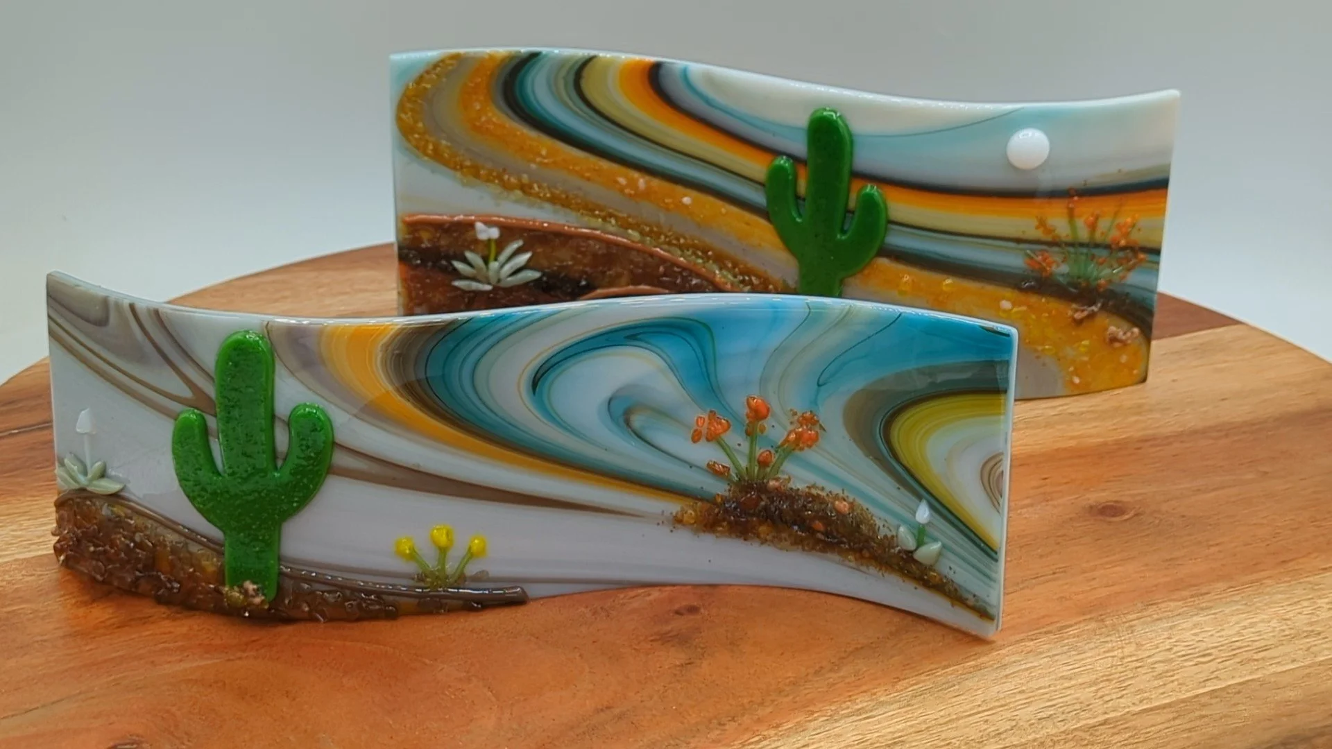desert landscape, saguaro, florals,, dragpn flys