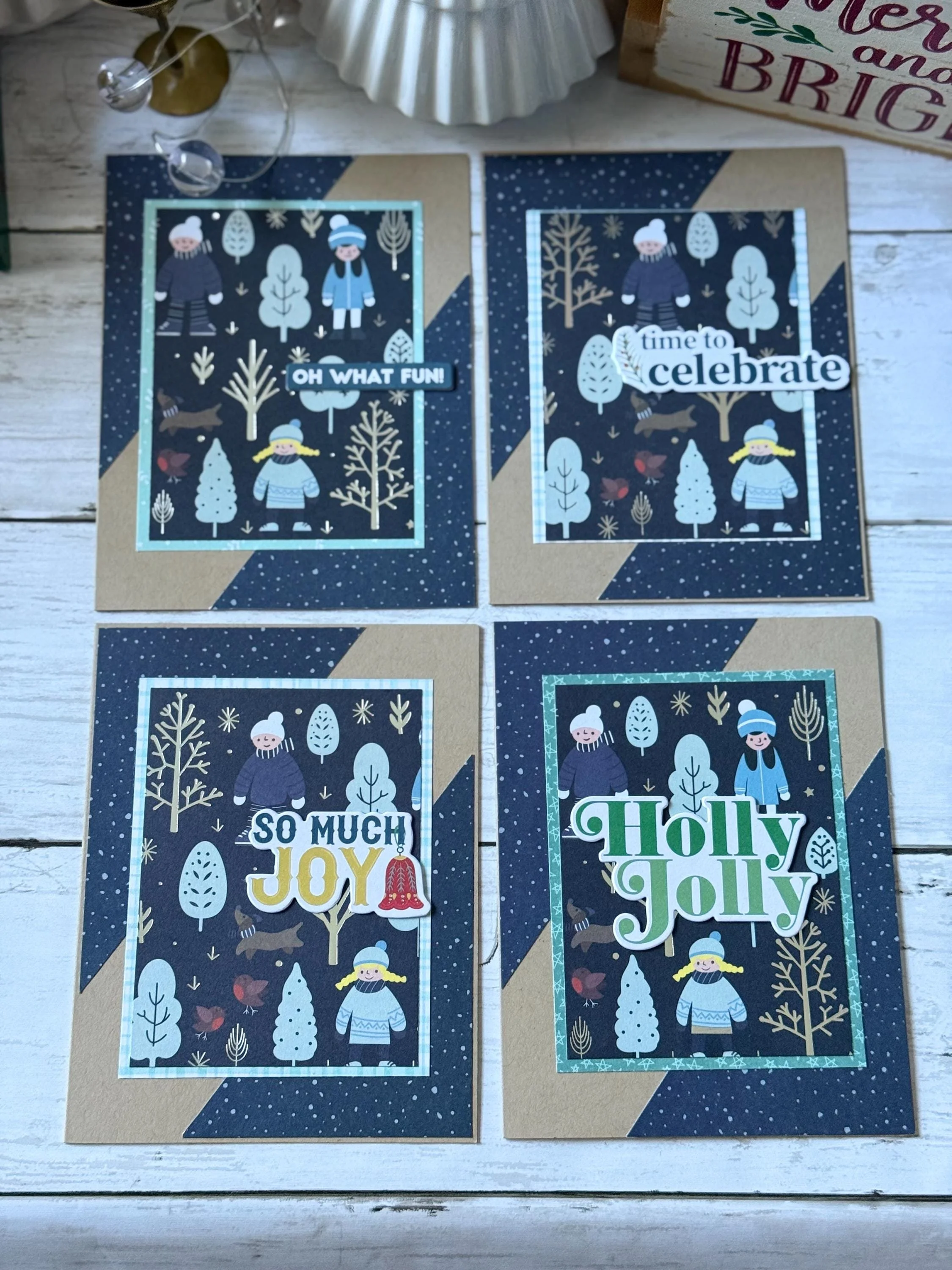 Christmas Themed Greeting Cards - Set of 4