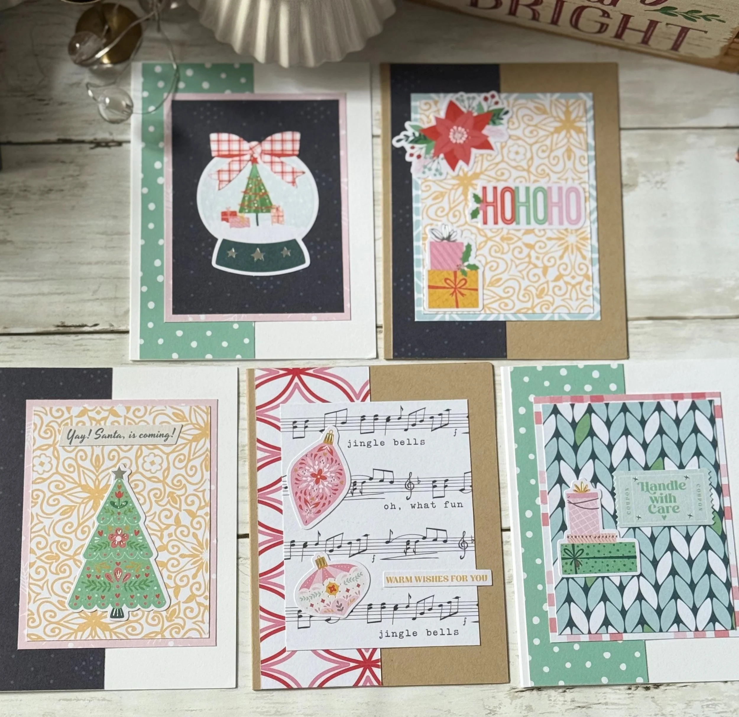 Christmas Themed Greeting Cards - Set of 5