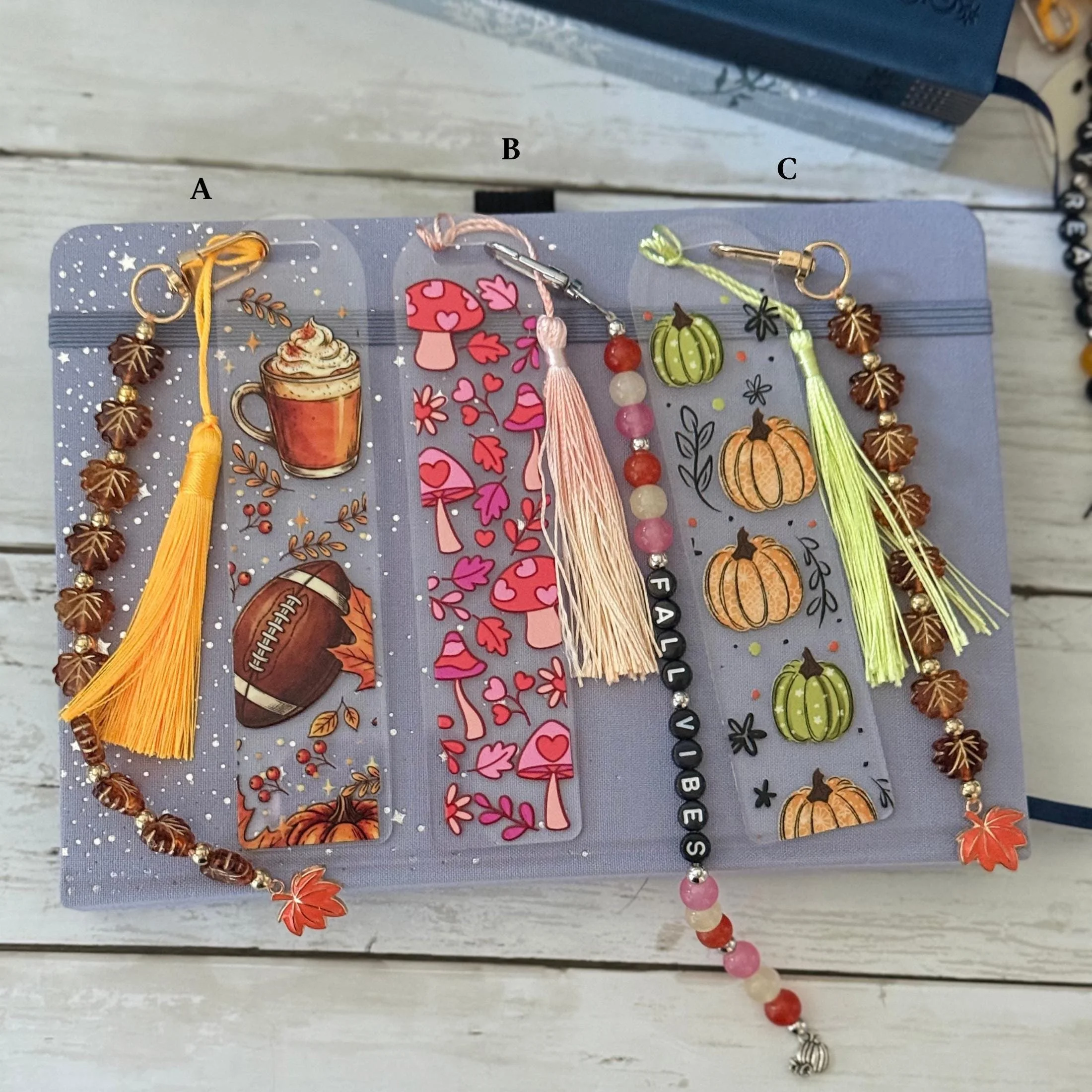 Fall Themed Acrylic Beaded Bookmarks