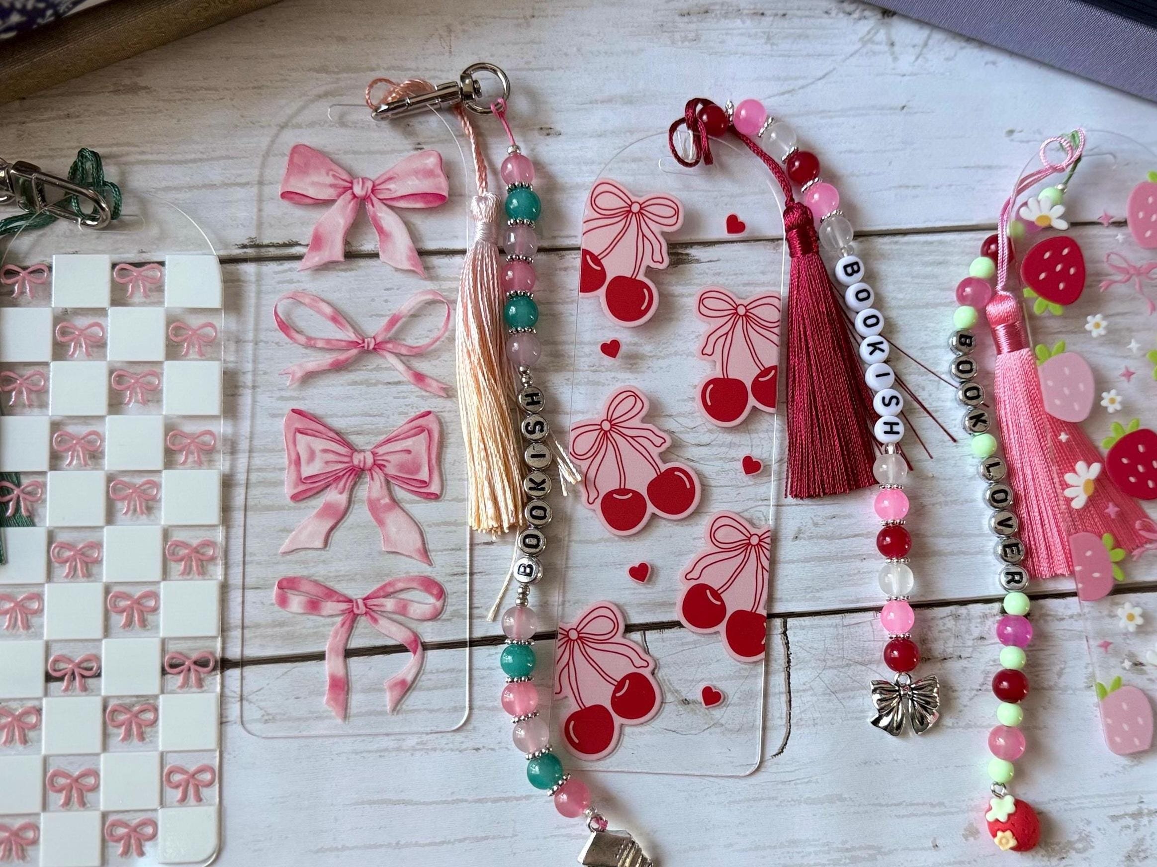 Coquette Themed Acrylic Beaded Bookmarks
