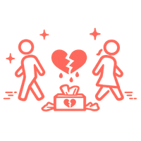 Icon für Trennung und Loslassen. Symbol für Liebeskummer, Neuanfang und die Verarbeitung einer Trennung im Single- und Beziehungscoaching online und in Nürnberg.