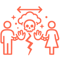 Icon für toxische Beziehungen. Symbol für wiederkehrende Konflikte, emotionale Verletzungen und ungesunde Beziehungsmuster. Single- und Beziehungscoaching online und in Nürnberg.