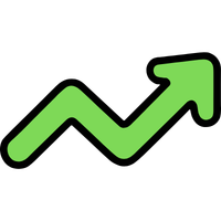 Ein grünes aufsteigendes Diagramm-Icon auf schwarzem Hintergrund, symbolisiert Wachstum oder Erfolg.