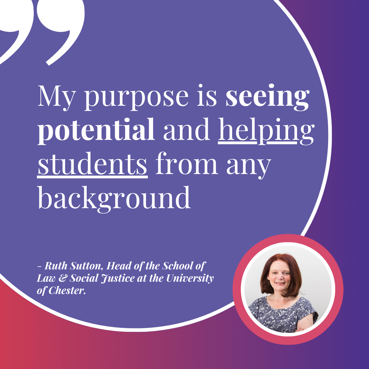 #LeadingWithPurpose Spotlight: Ruth Sutton, Head of the School of Law and Social Justice at the University of Chester