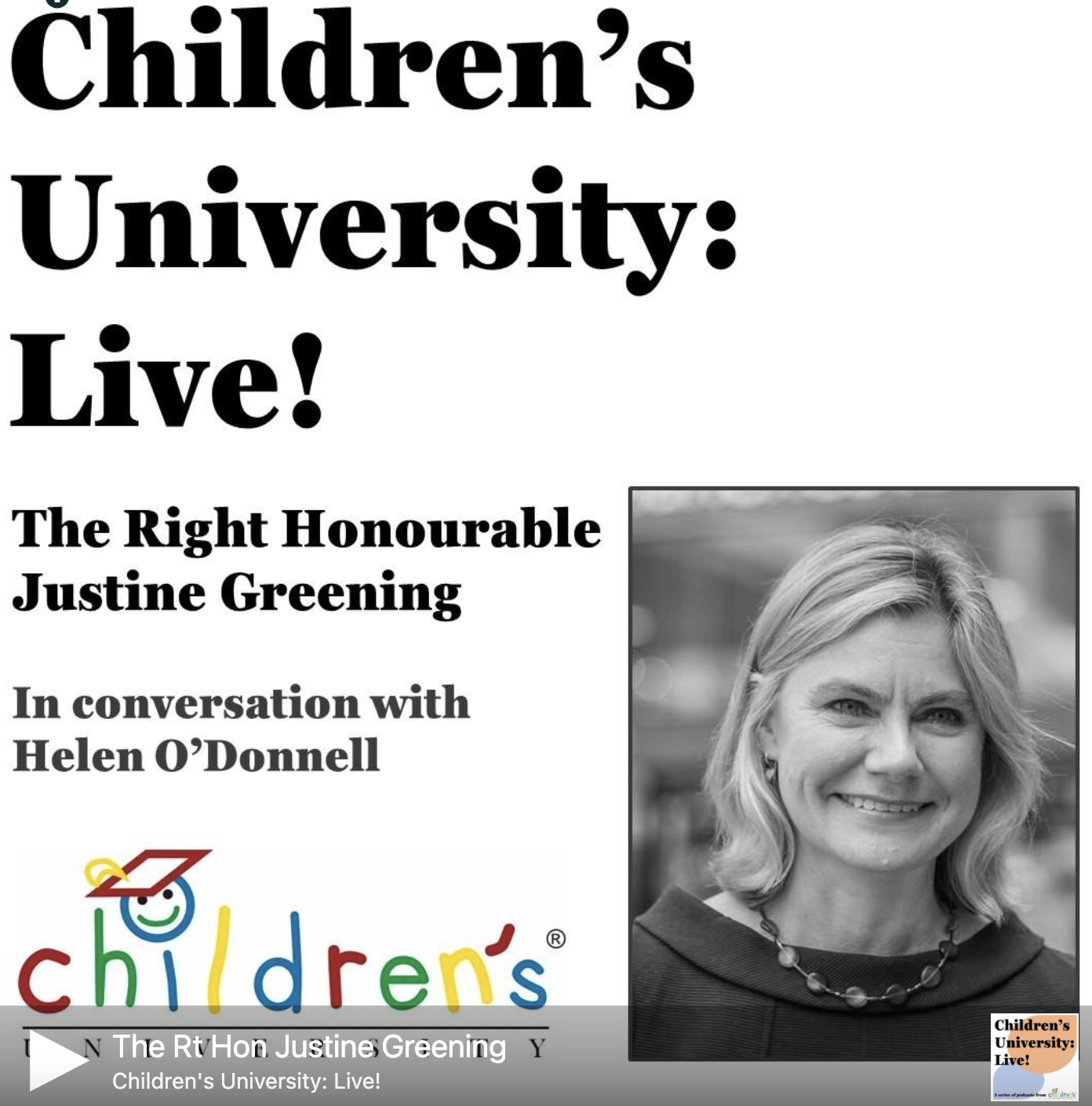 Listen: Rt Hon Justine Greening and Children’s University CEO, Helen O’Donnell, get together for an exclusive conversation