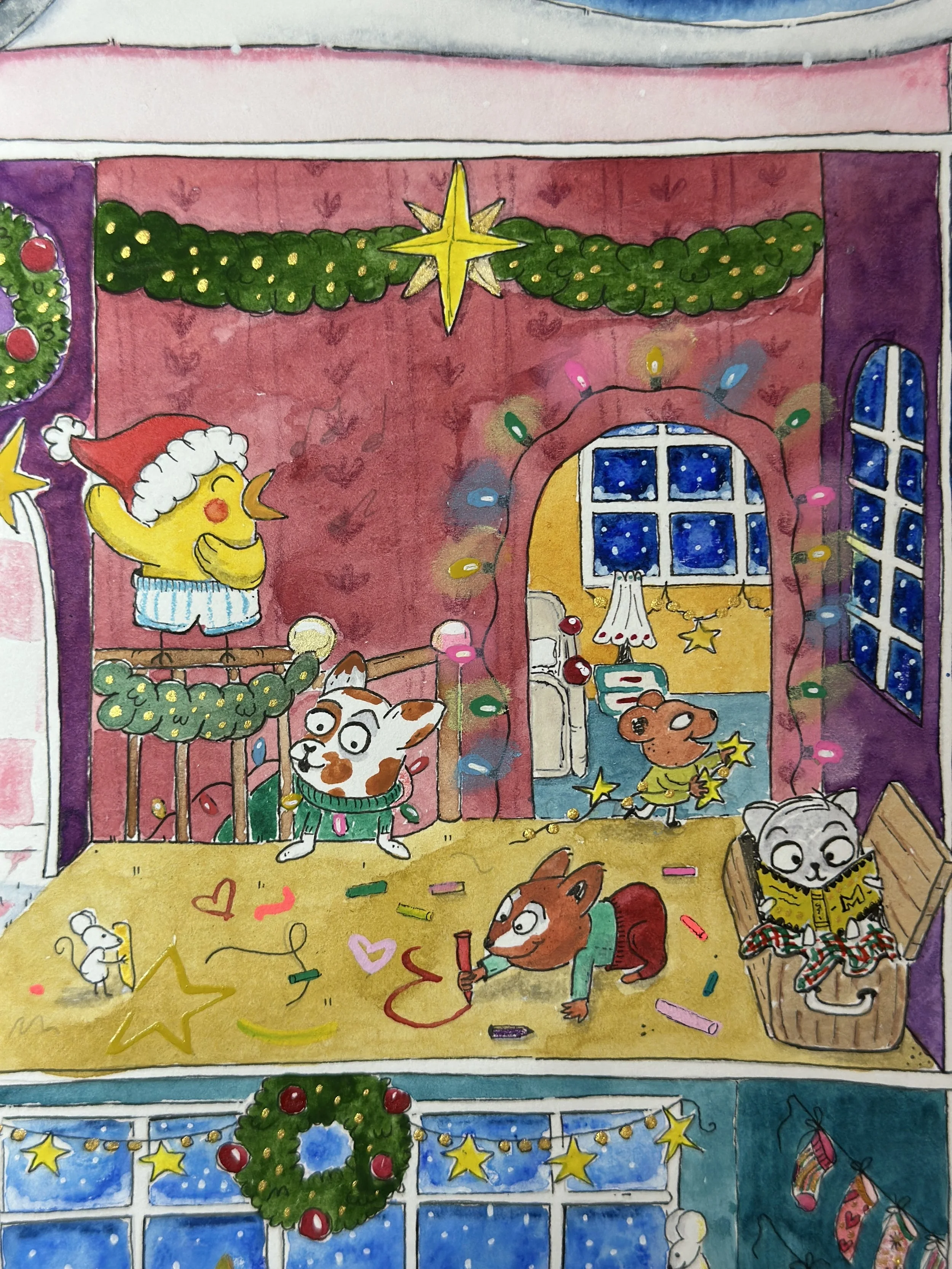 Calendario de adviento infantil ilustrado 2025  por Melissa Abez.