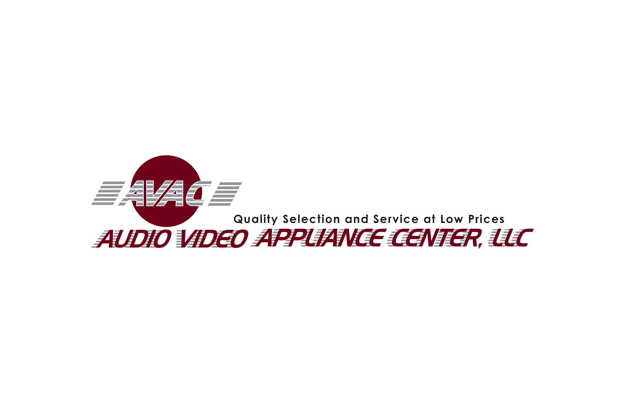 Logo for AVAC Audio Video Appliance Center LLC with slogan 'Quality Selection and Service at Low Prices' on a white background.