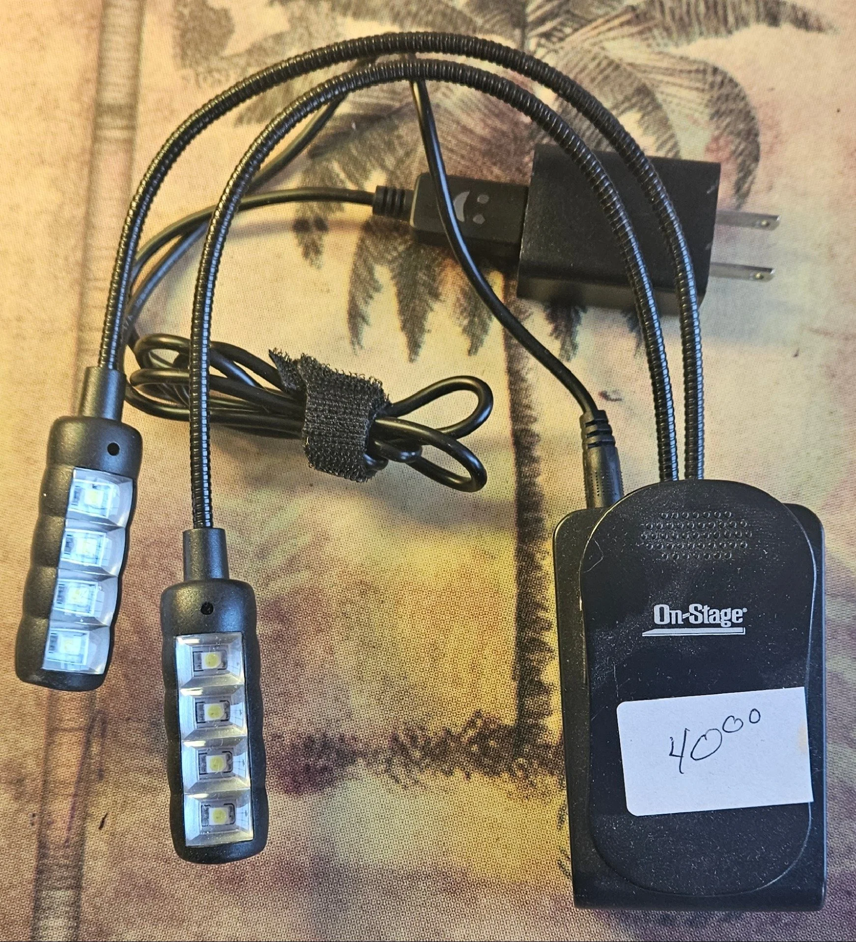 Dual Gooseneck LED Music Stand Light  Rechargeable Red and White Lights