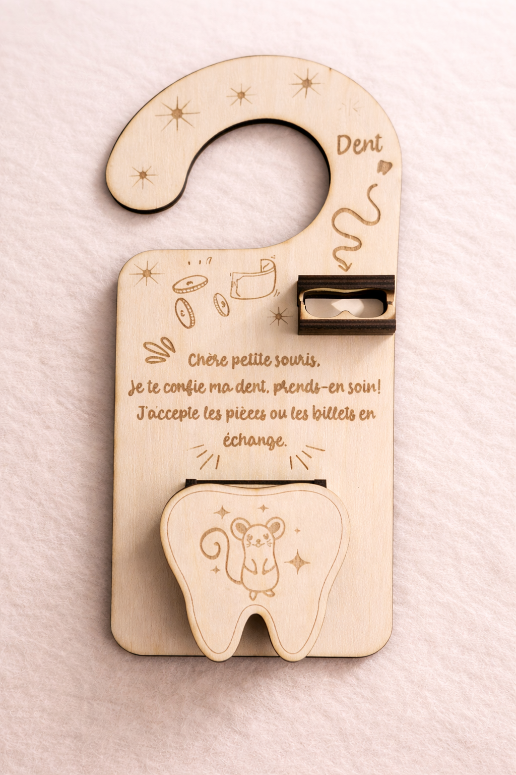 Accroche-porte Petite Souris en bois