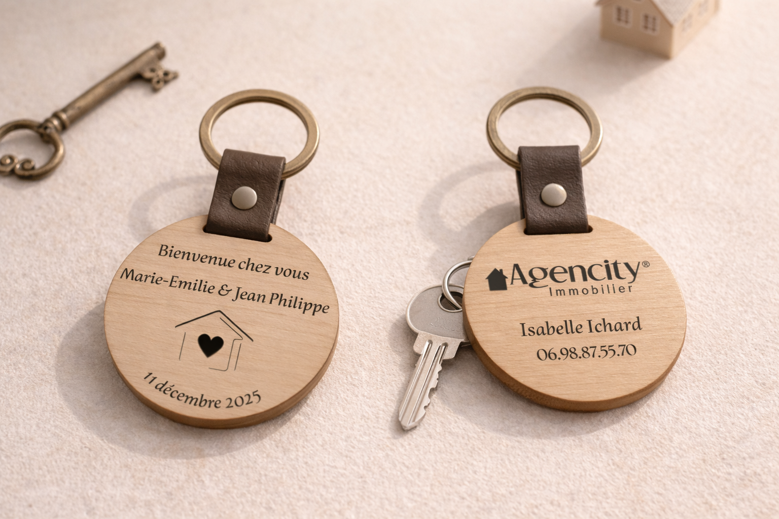 Porte-clé personnalisé en bois