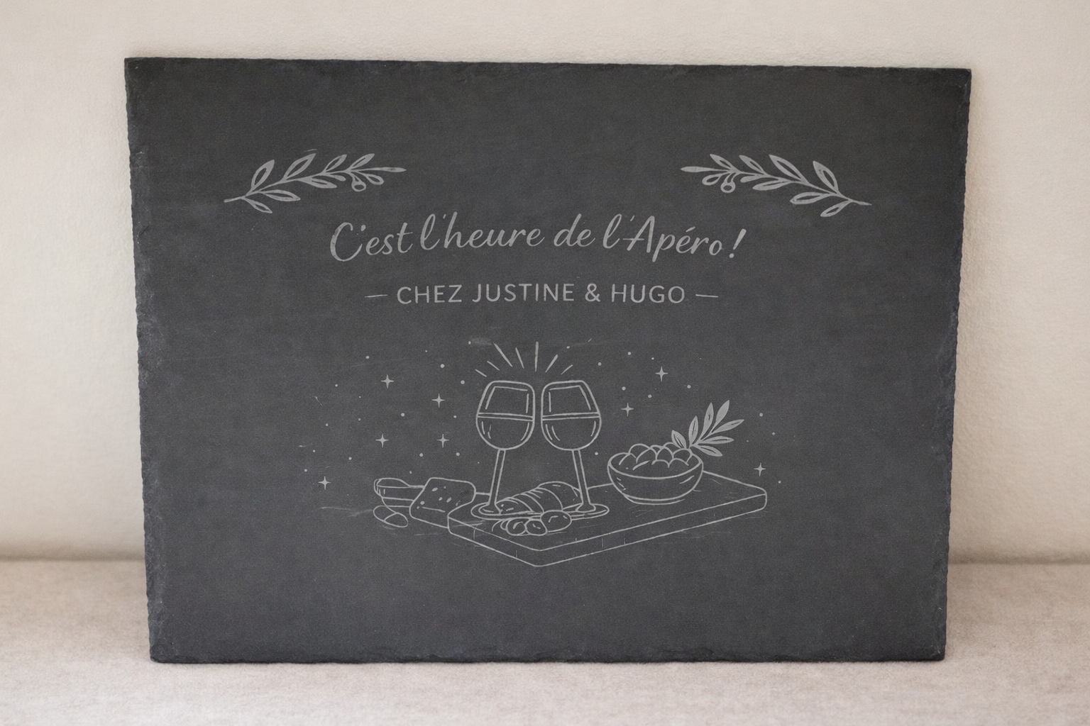 Plateau Ardoise personnalisée - L'heure de l'Apéro