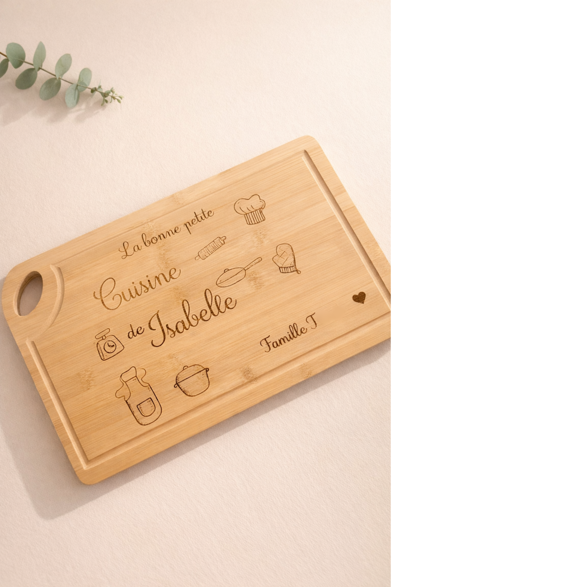 Planche à decouper personnalisée en bambou