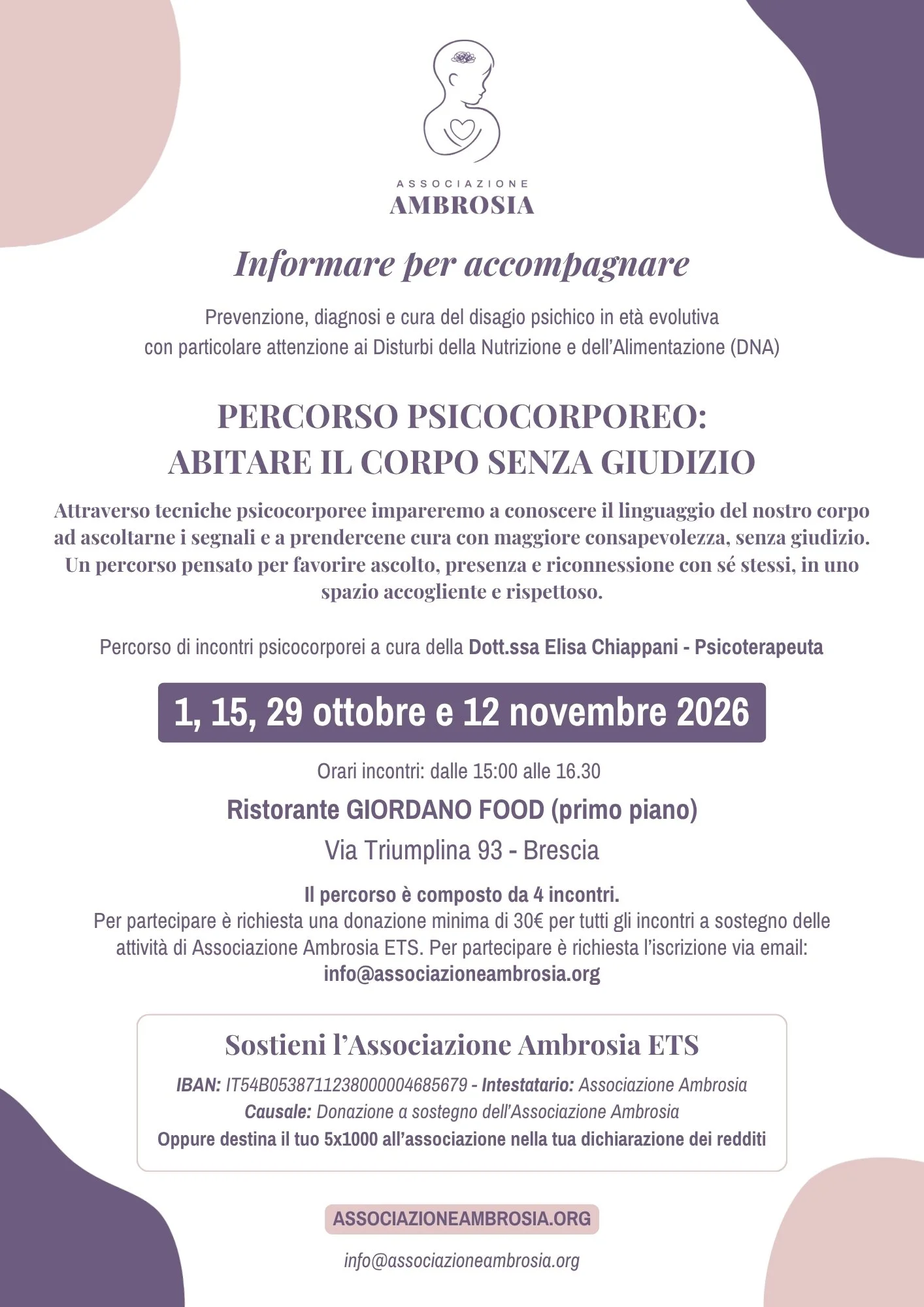 PERCORSO PSICOCORPOREO: ABITARE IL CORPO SENZA GIUDIZIO