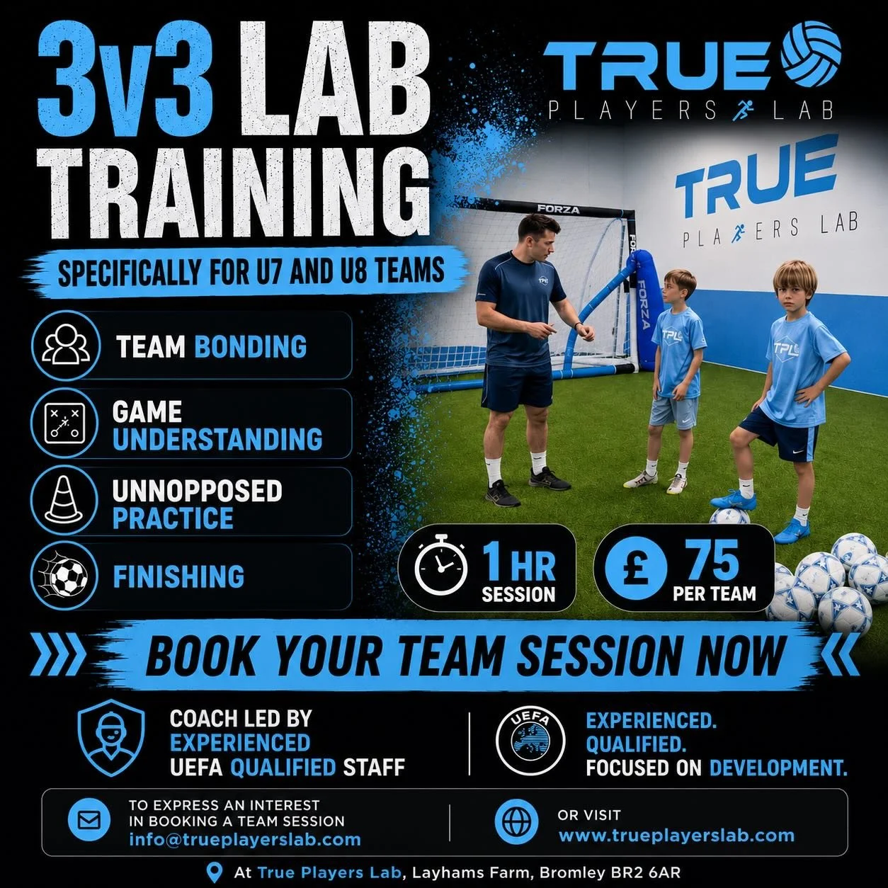 NEW TEAM PACKAGE 🚨 
.
.
For 3v3 U7 &amp; U8 club sides 🫵
.
.
.
Master your 3v3 setup 🧪
.
.
.
.
Limited spaces | Supporting Local Clubs | Tandridge League | Selkent League ⚽️
.
.
.
Unopposed technical practice &amp; 3v3 related drills 😎
.
.
Team b