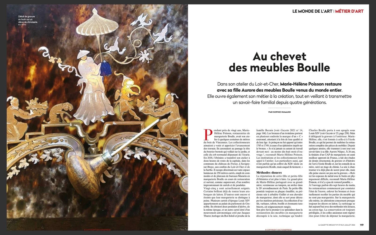 L’Atelier Marie-Hélène Poisson à l’honneur dans La Gazette Drouot