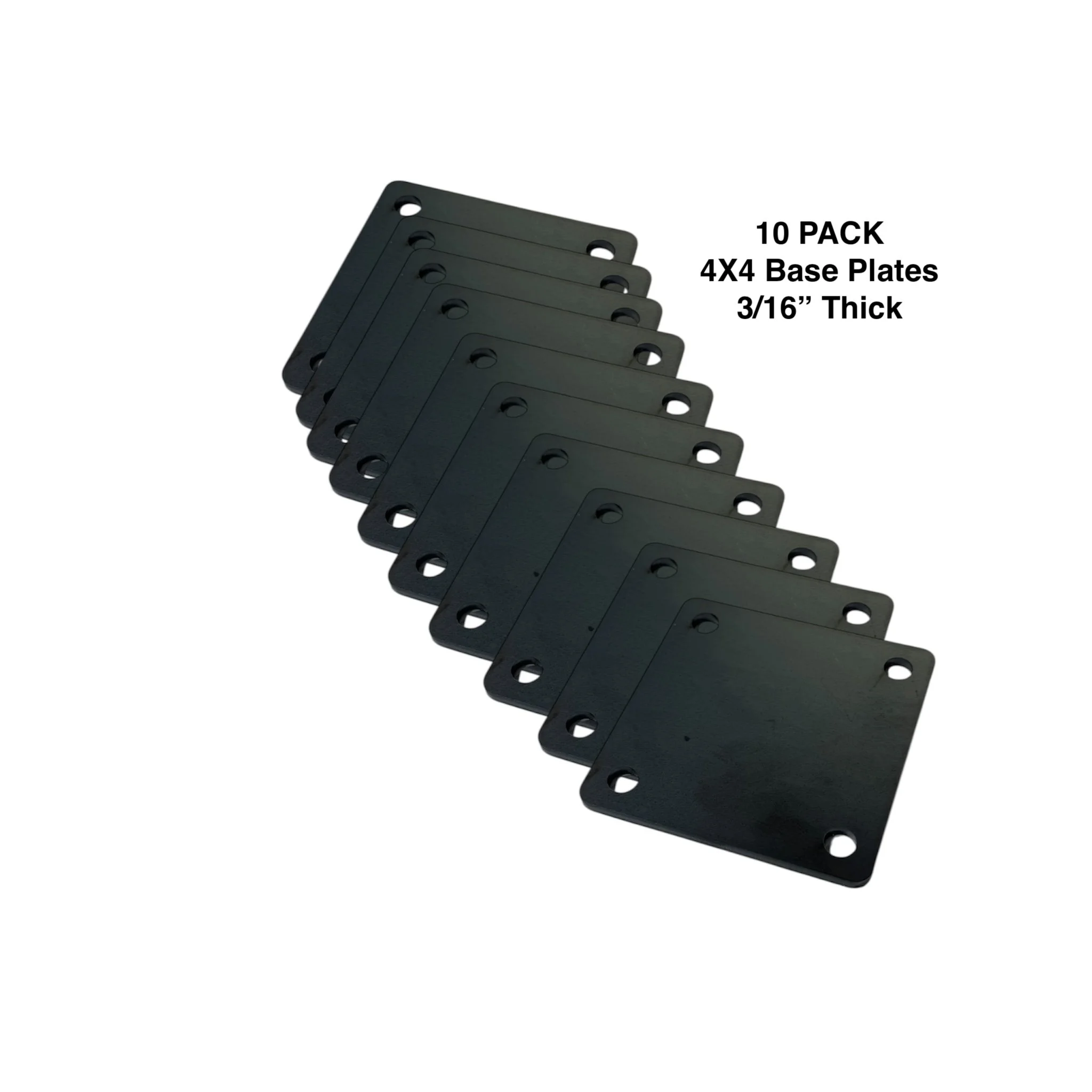 10 PACK 4x4 Steel Base Plate with Holes 3/16" (.187")  Thick