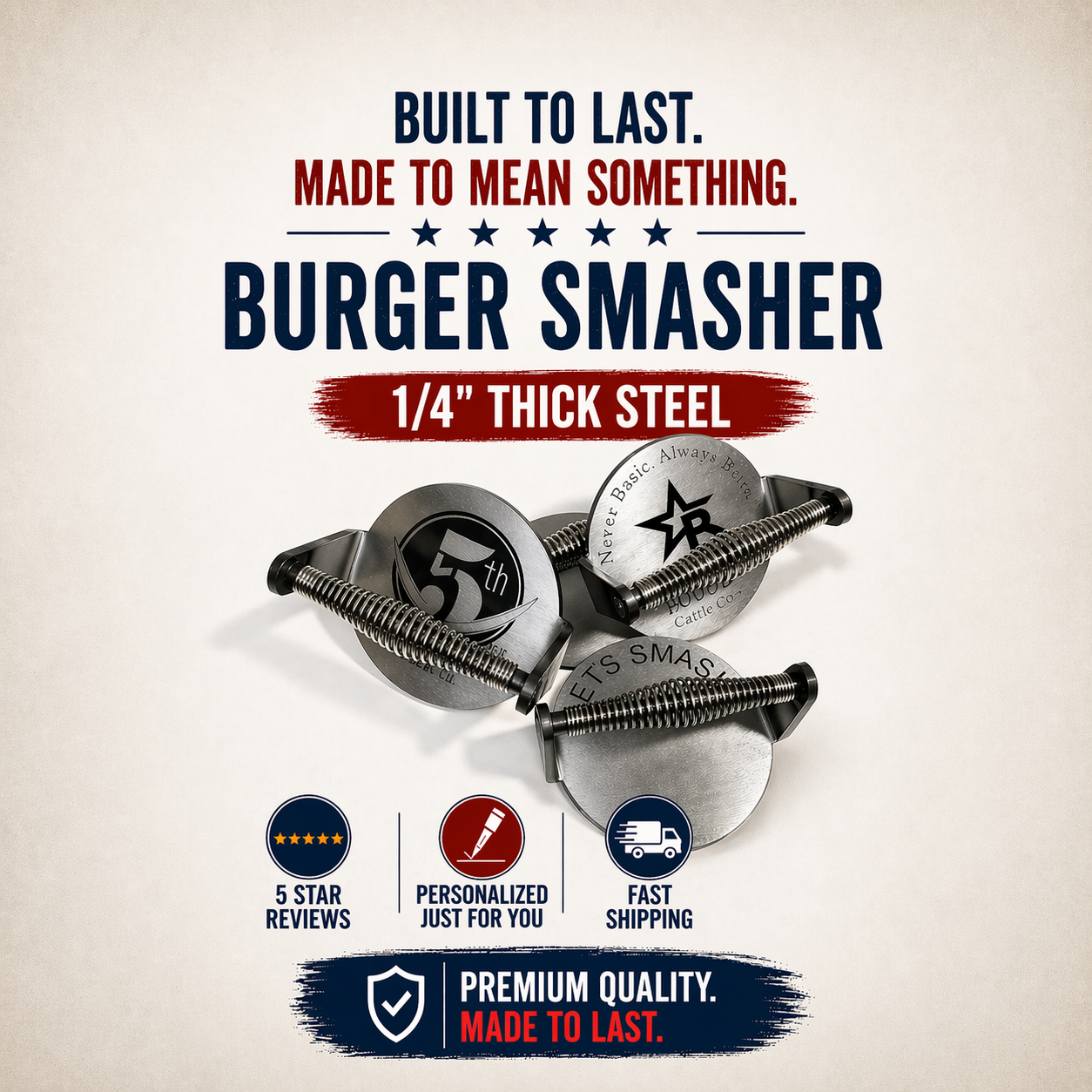 Heavy Duty Burger Smasher 1/4" Steel