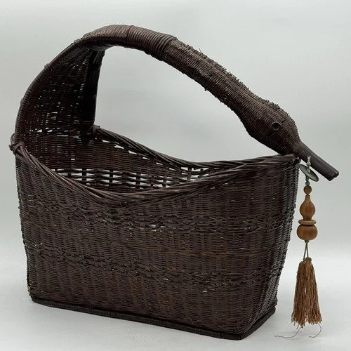 Vintage Hand Woven Wicker Goose Basket