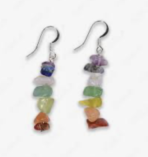 Handcrafted Crystal Chip Chakra Earrings