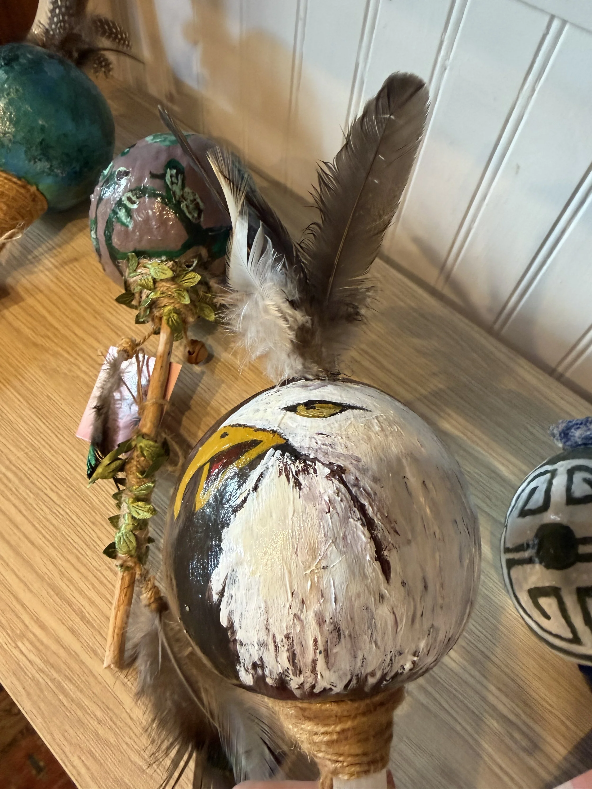 Handmade Eagle Gourd Rattle – One-of-a-Kind Artwork