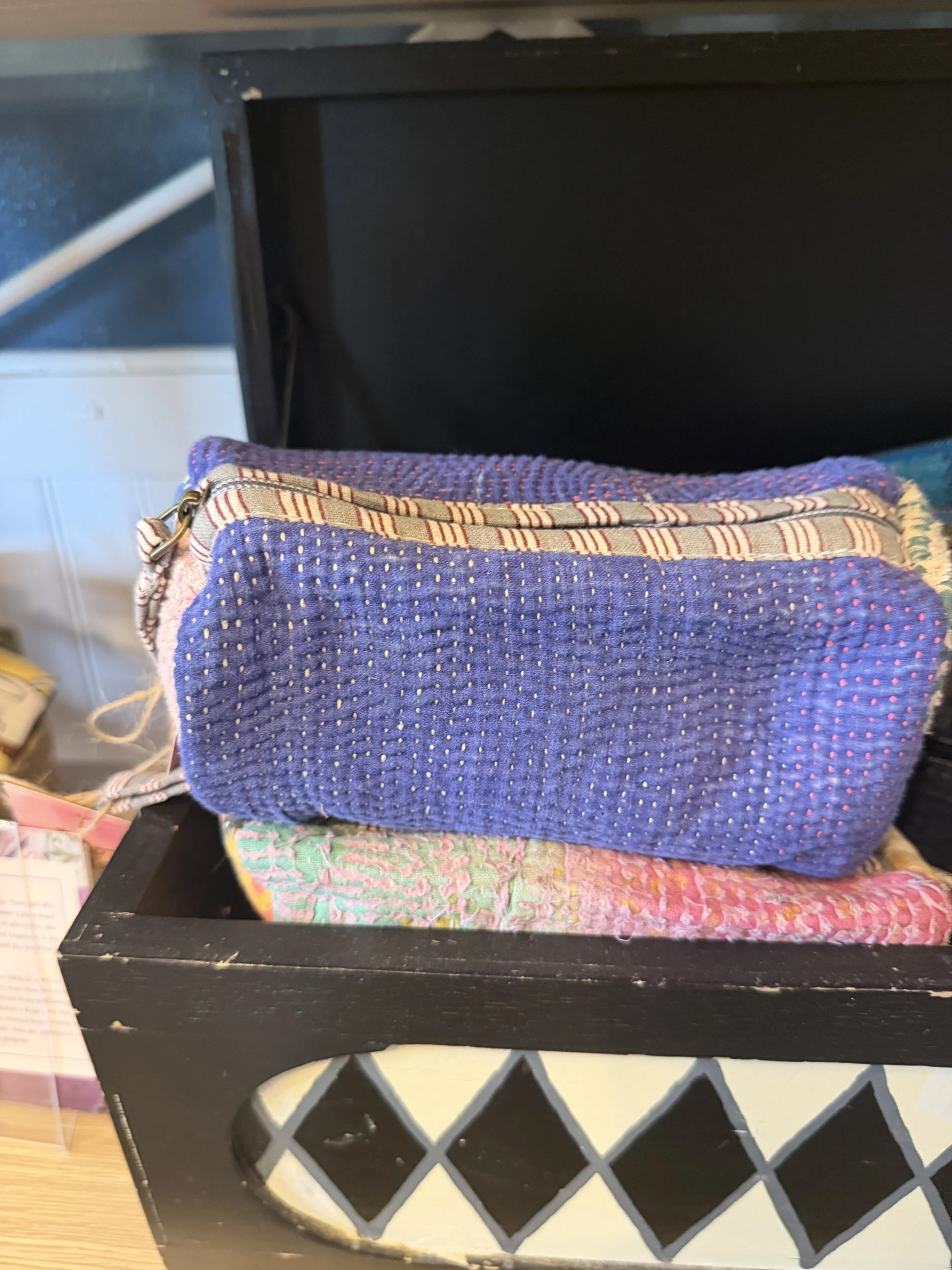 Upcycled Antique Kantha Patchwork Pouch