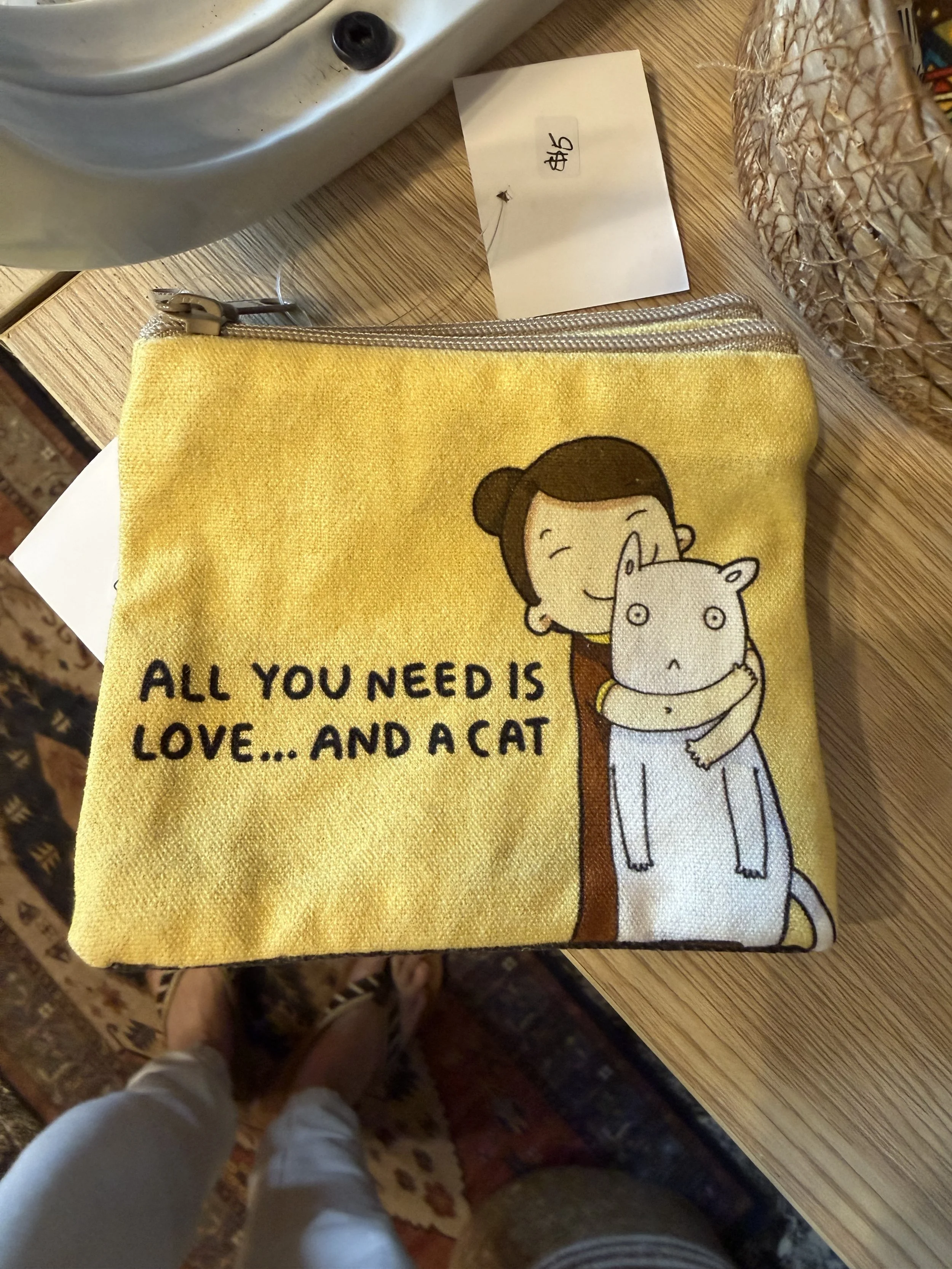 “All You Need Is Love and a Cat” Handcrafted Change Purse