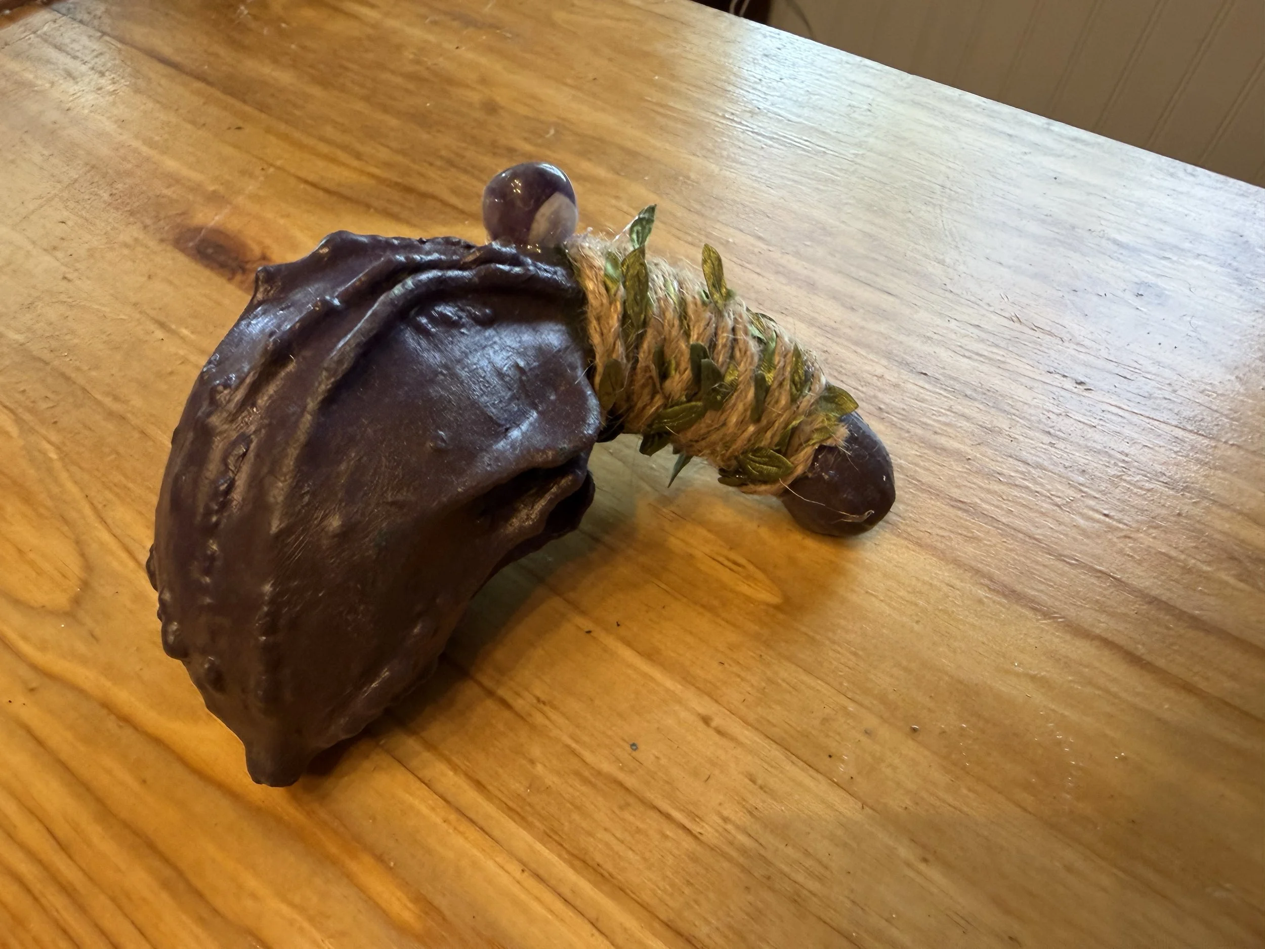 Small Natural Gourd Rattle with Amethyst – One-of-a-Kind Handmade Artwork