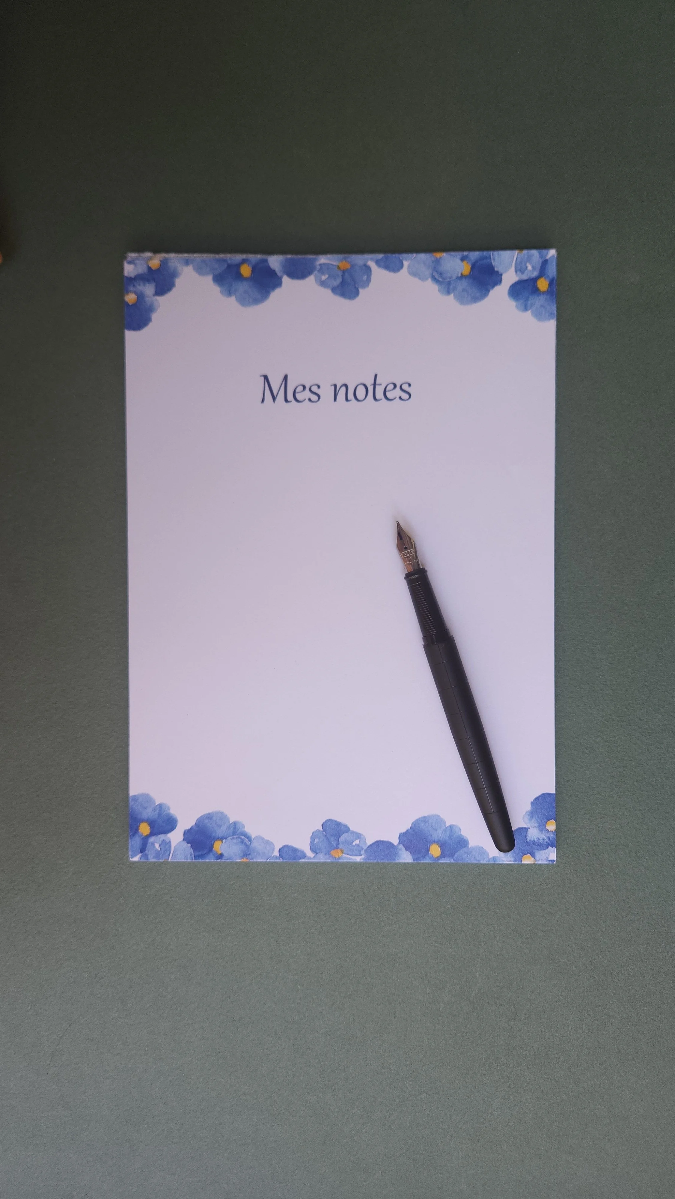 Bloc-notes fleurs bleu