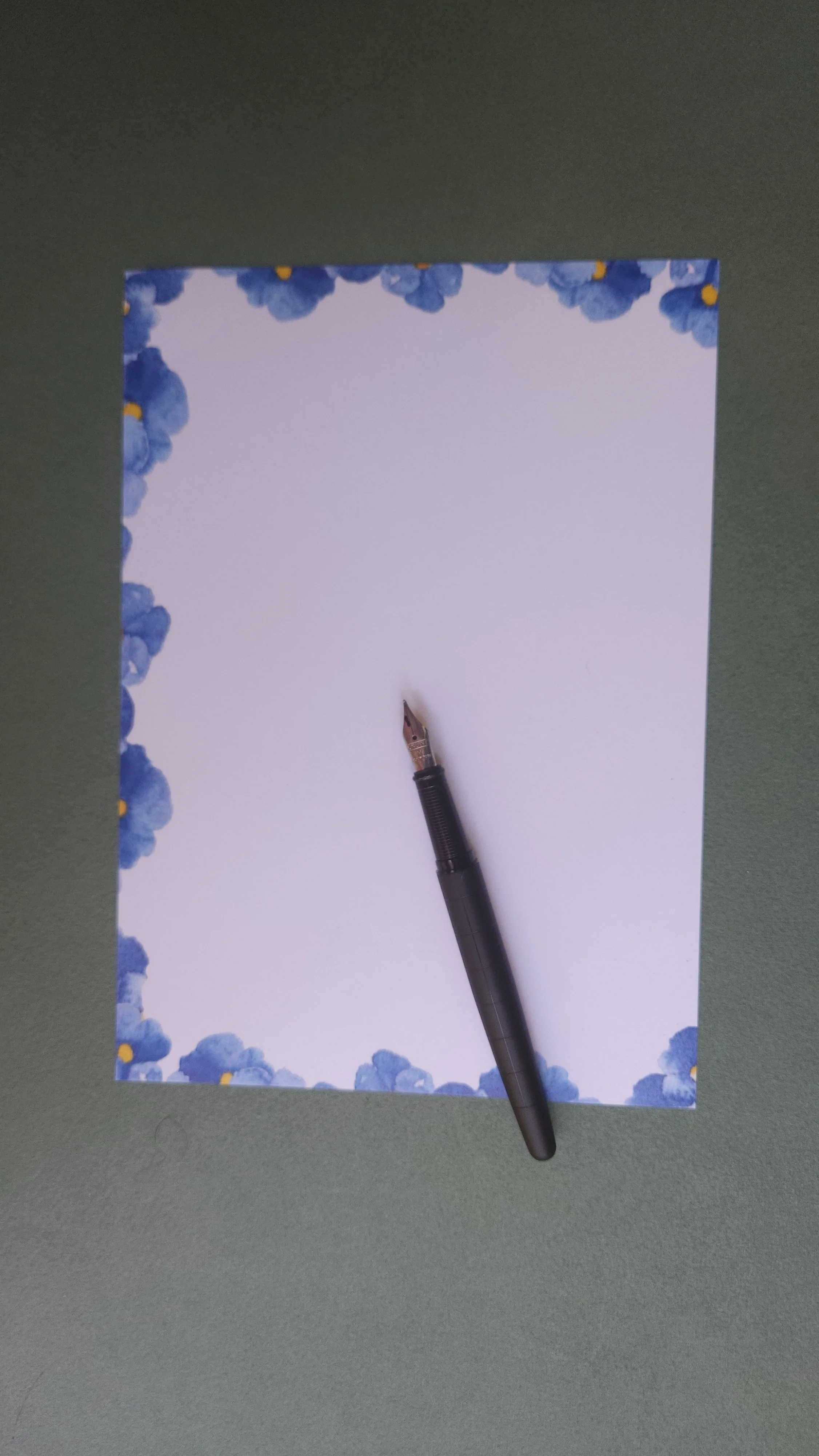 Papier à lettre  fleurs bleu
