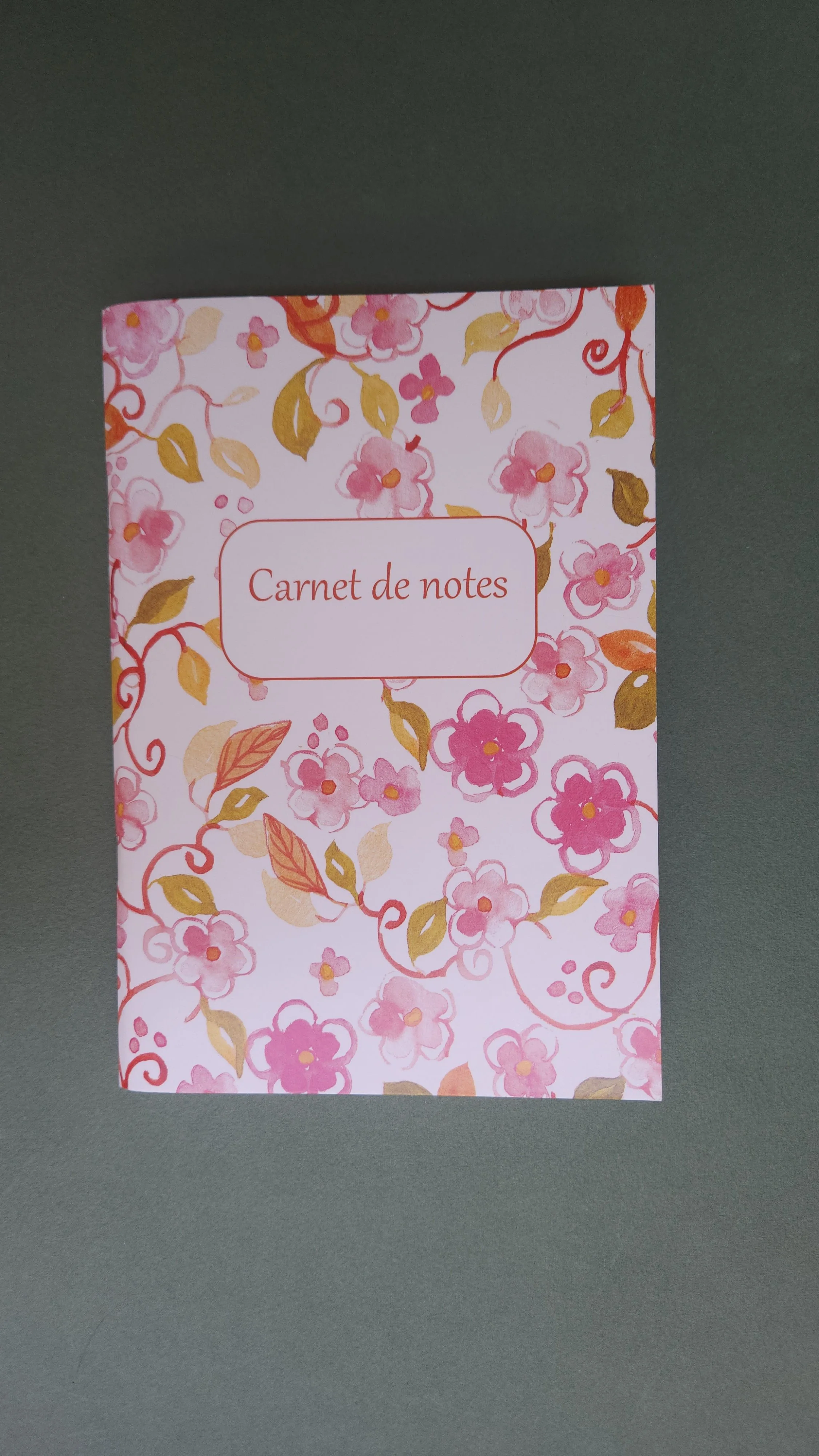 Carnet ligné fleurs rose