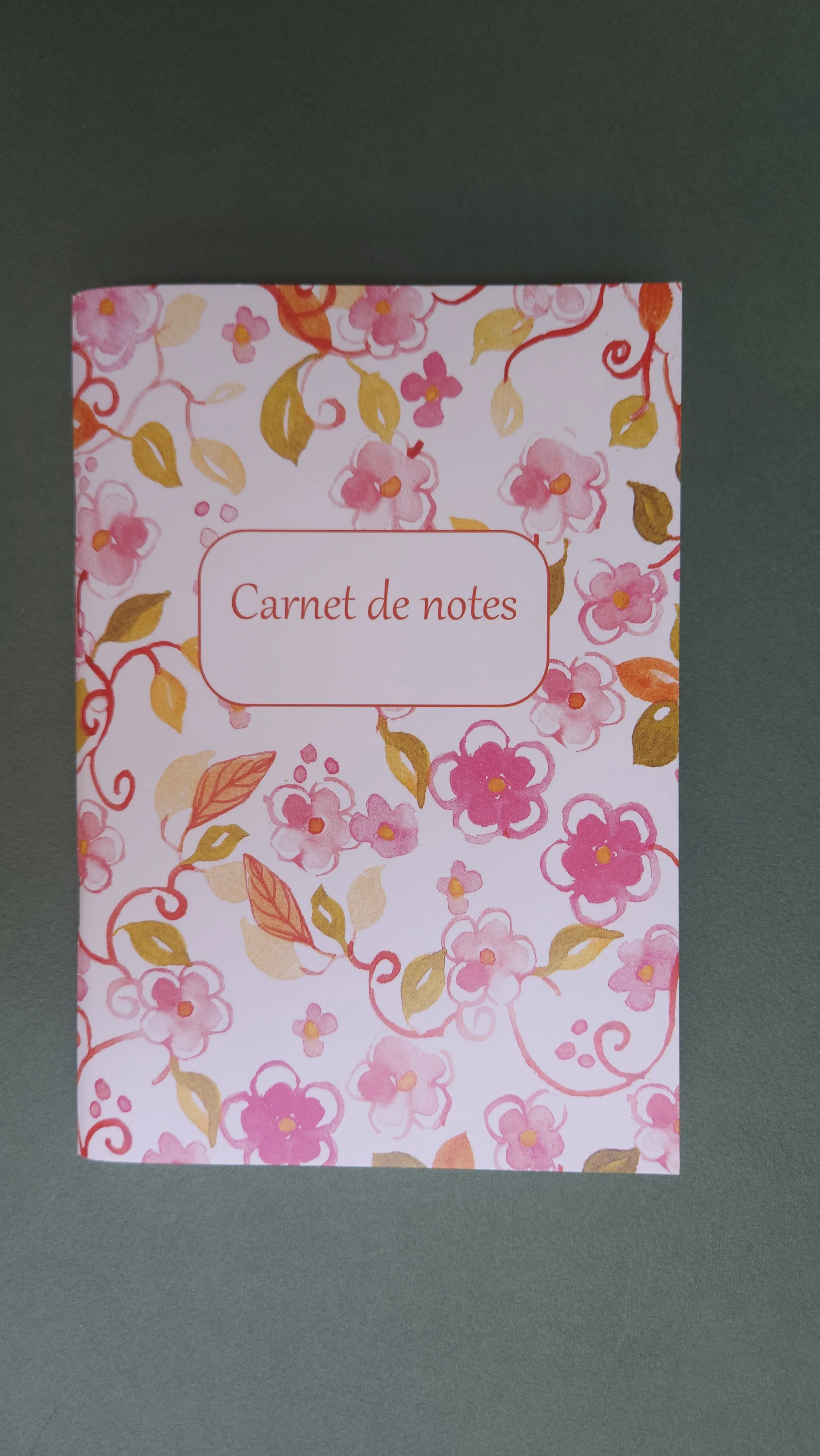 Carnet à points fleurs rose