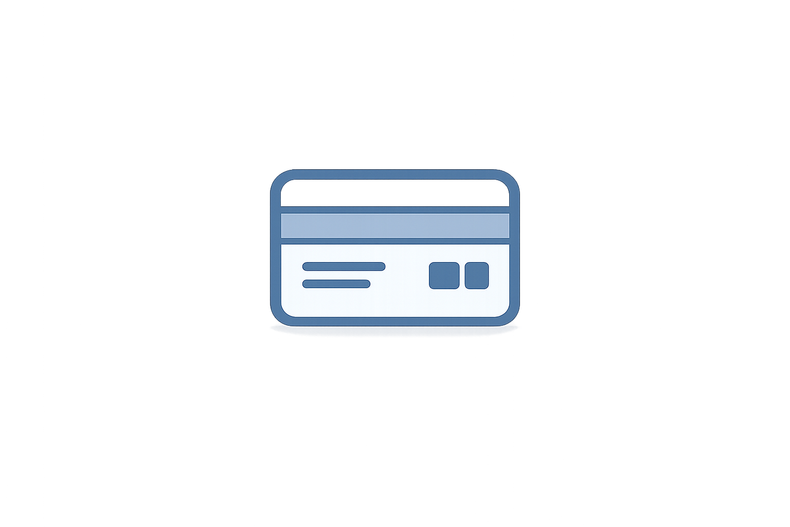 Illustration of a credit card icon on a blue background.