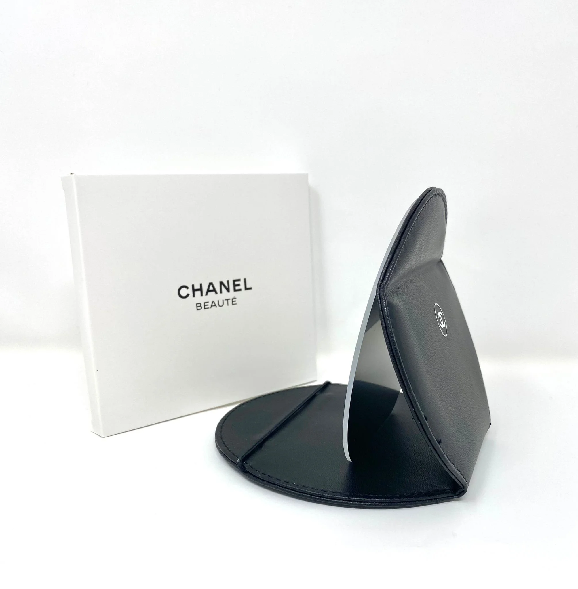 Large CHANEL Black Cosmetic Beauty Makeup Magnifying Mirror with Box (VIP Gift)