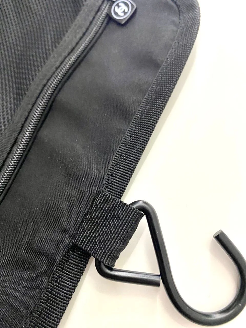 CHANEL Large Black Hanging Makeup Case w/ Box (VIP Gift) Logo Travel Beauty Bag