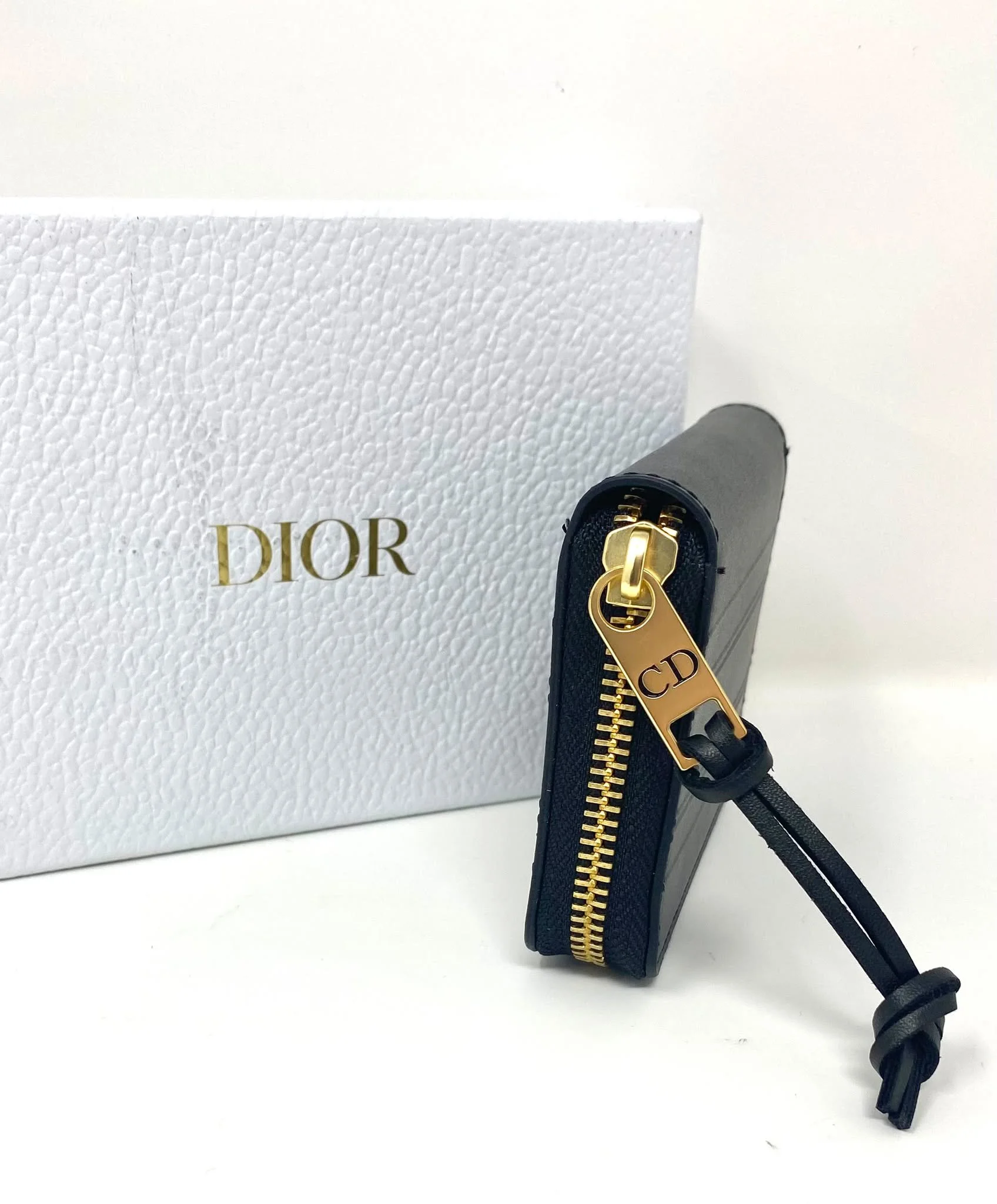 Christian Dior Beauty Black Embossed Zip Around Coin Purse Wallet, VIP Gift with Box