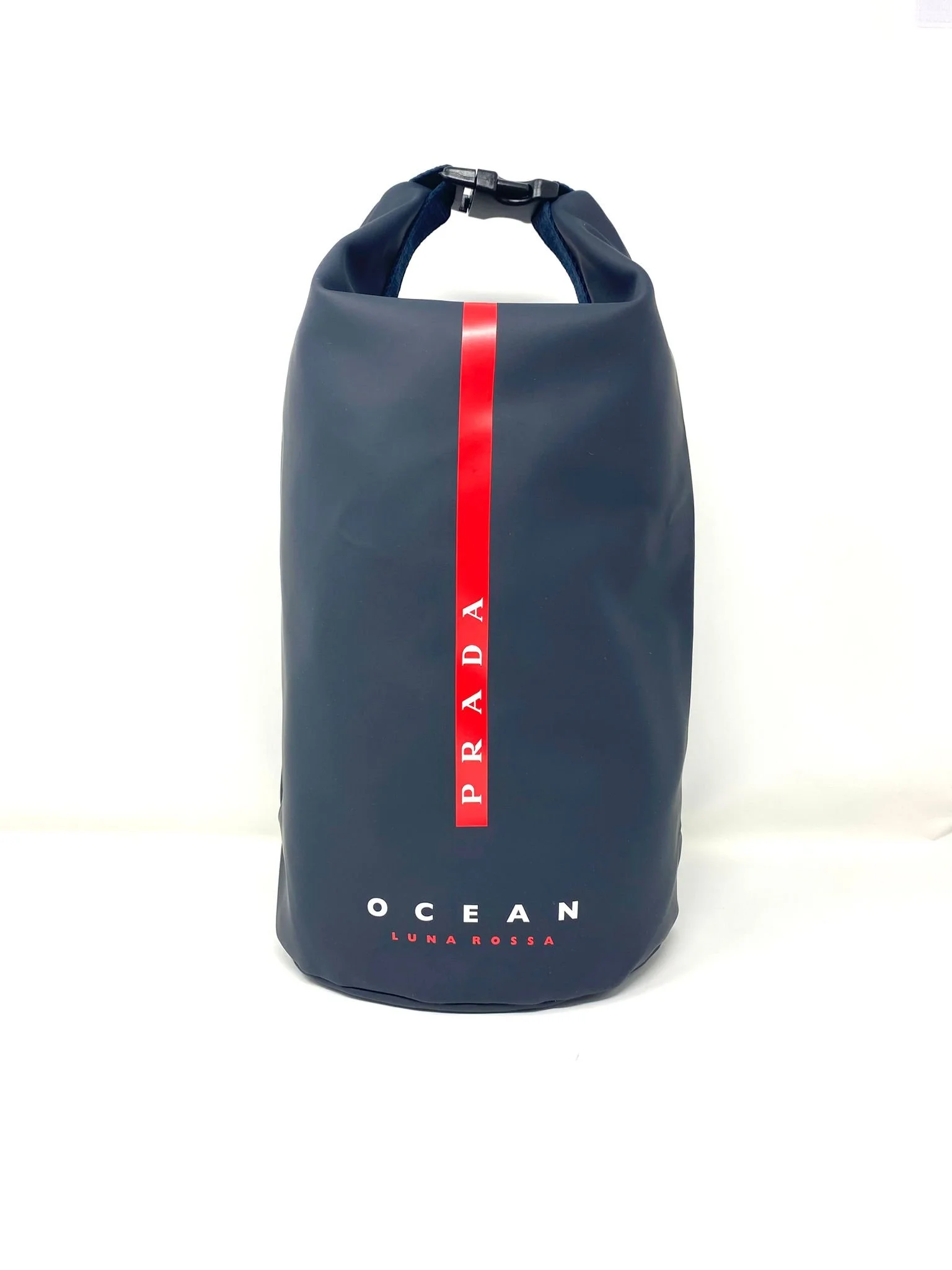 Prada Beauty Ocean Luna Rossa Waterproof Roll Top Dry Bag Backpack Black/Navy (VIP Gift)