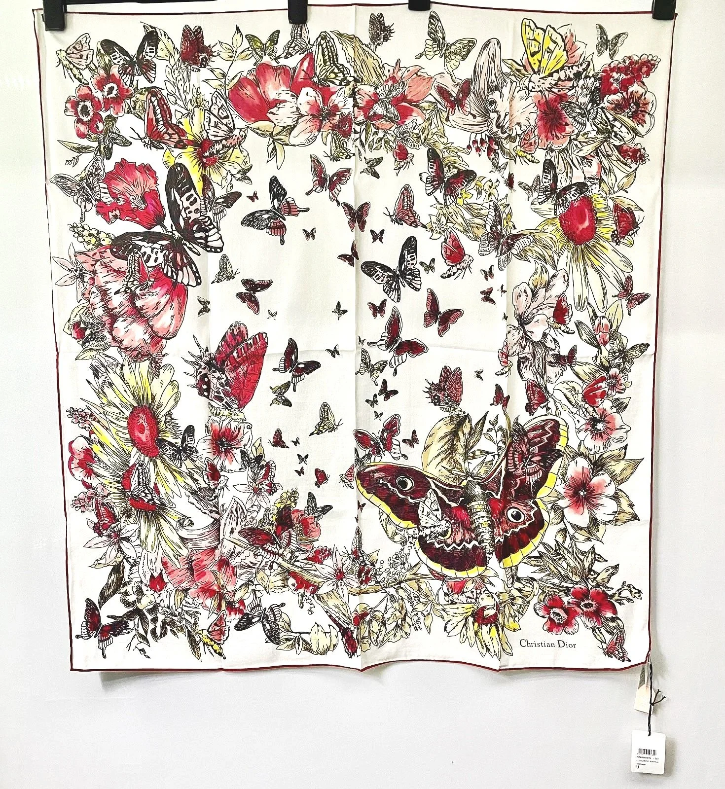 Large Christian Dior Beauty Pink Butterfly Square 100% Silk Scarf (VIP Gift) BNWT with Box