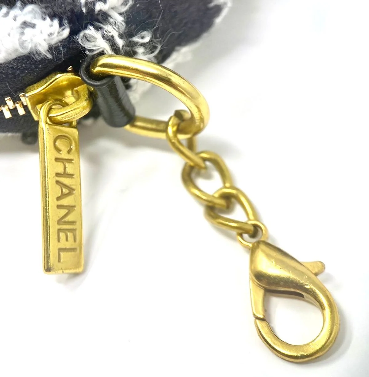 CHANEL Beauty Black Wax Leather-Like Makeup Bag on Chain + Tweed Pouch Set (VIP Gift)  Phone Bag and Purse With Logo Box