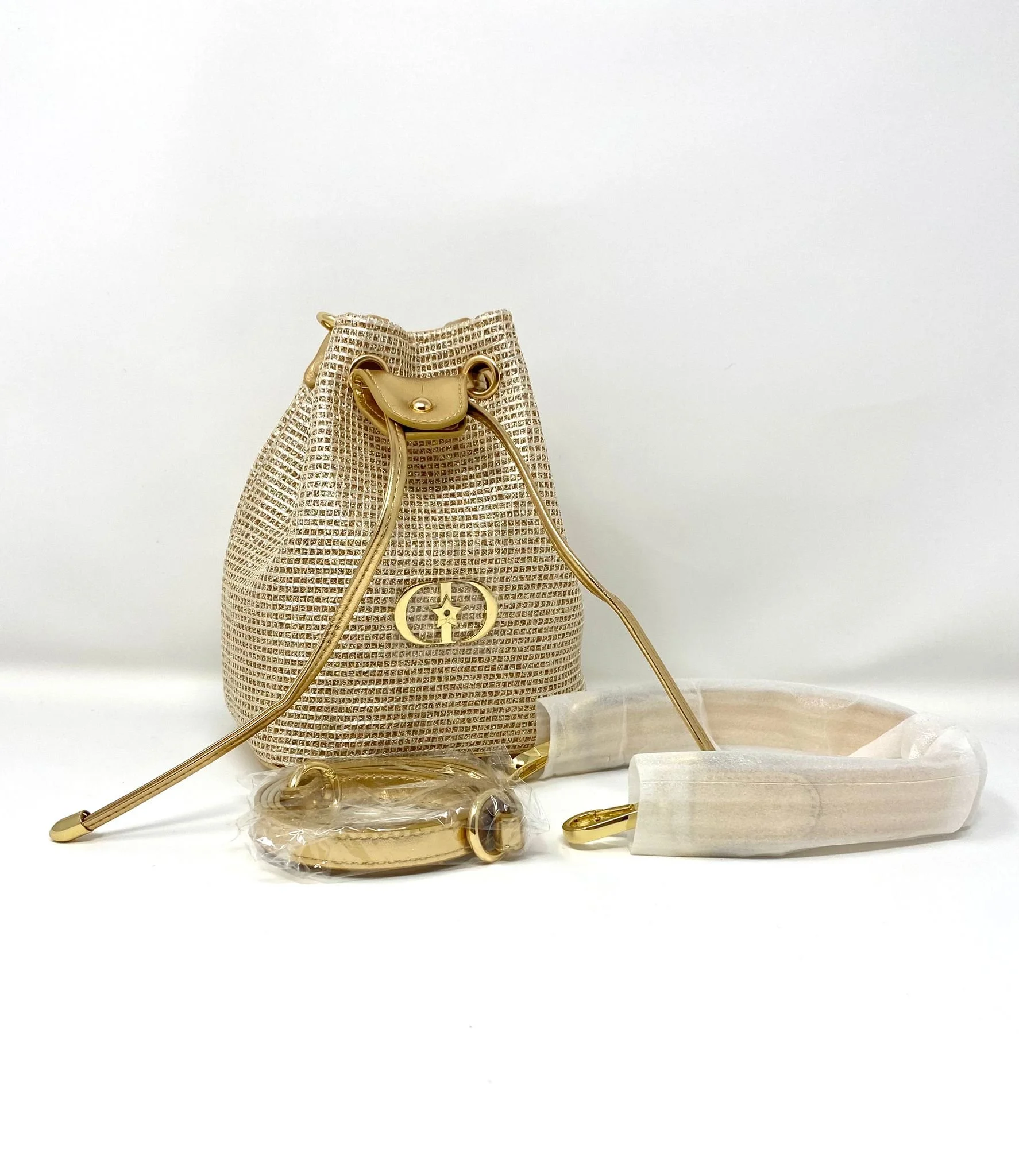 Christian Dior Beauty Golden Logo Makeup Bag on Chain (VIP Gift) Cosmetic Bag