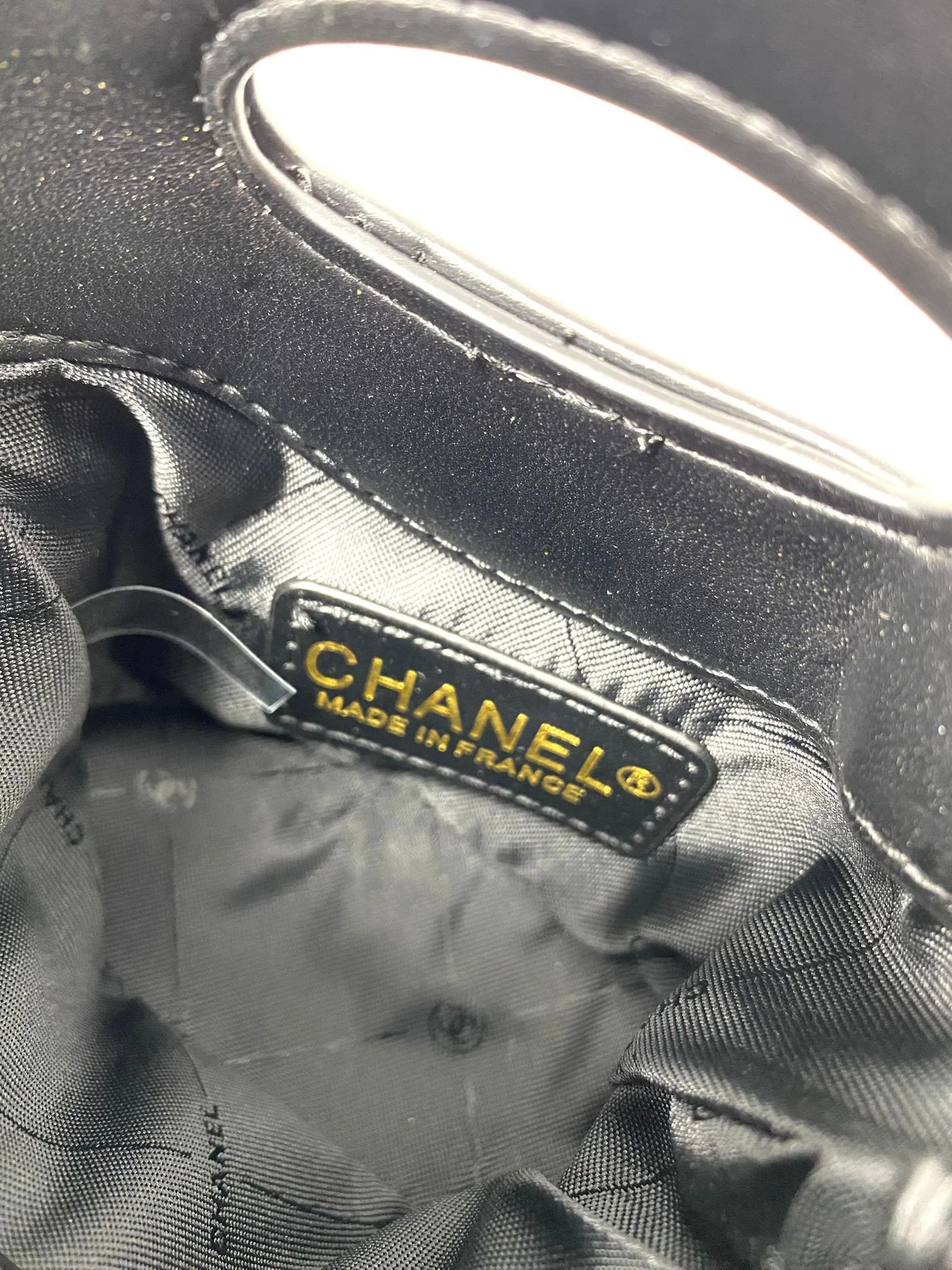 CHANEL Beauty Black Matelassé Quilted Mini Makeup Bag on Chain with Box (VIP Gift) Made in France