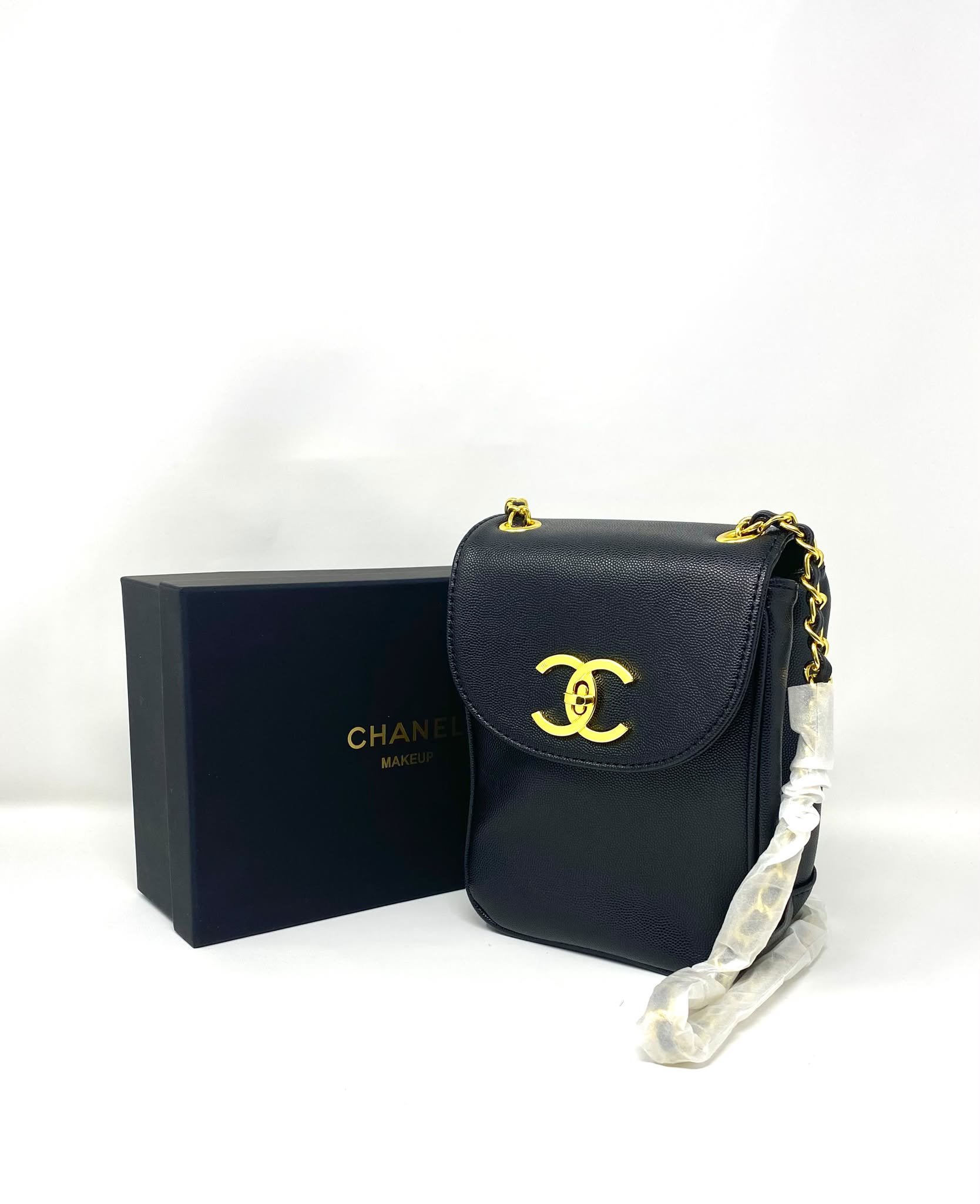 CHANEL Beauty Black Crossbody Vanity Bag with Gold CC Logo (VIP Gift with Box)