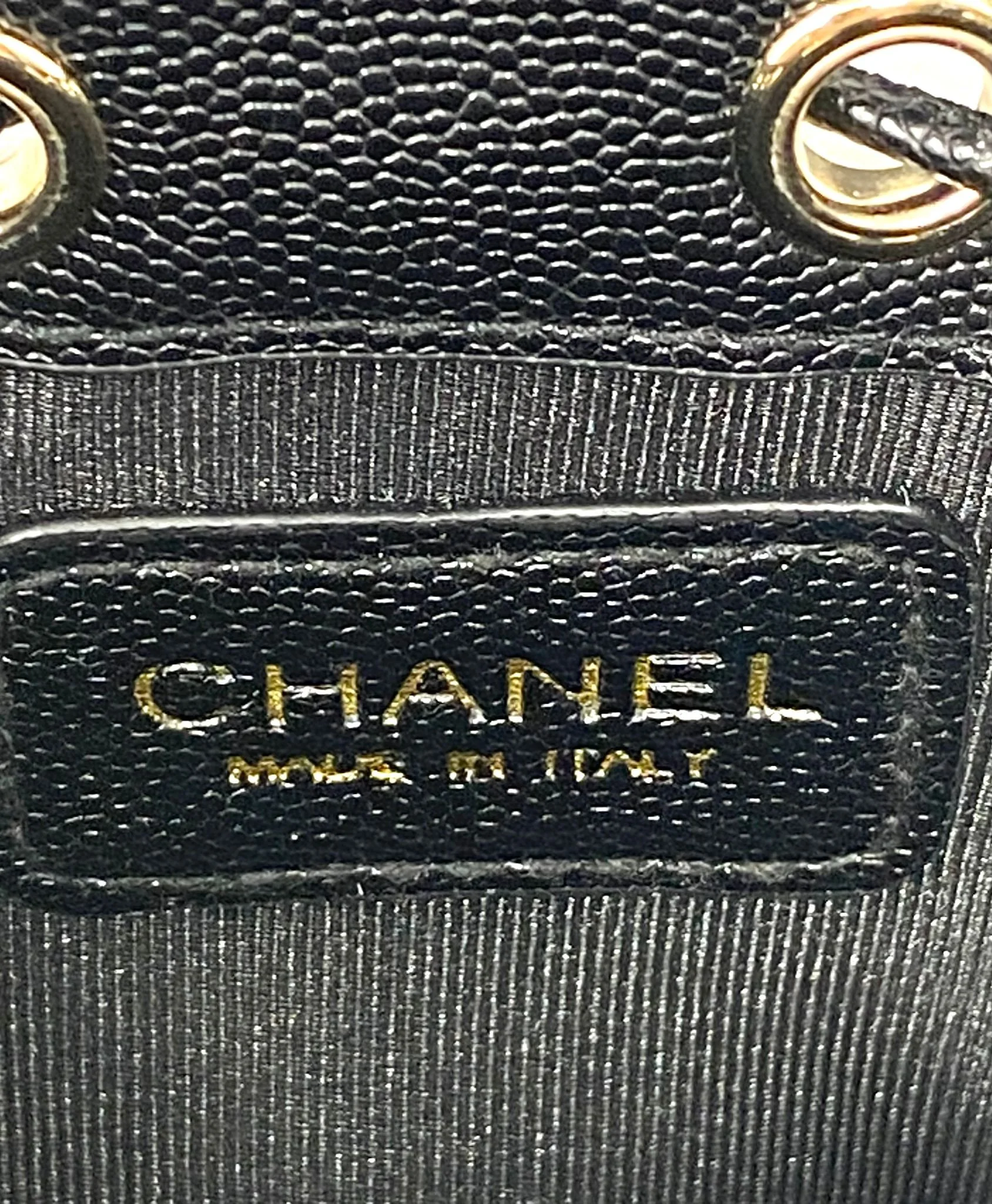 CHANEL Beauty Black Mini Bucket Makeup Bag with Purse Pocket on Chain, VIP Gift with Box, Made in Italy