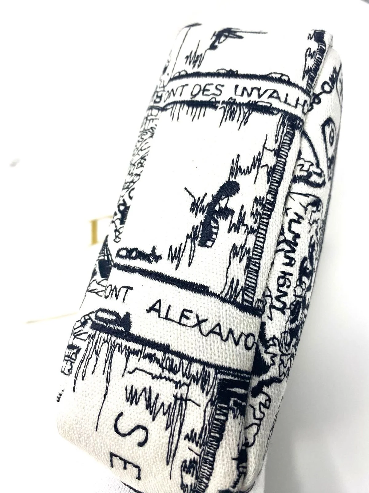 Christian Dior Plan De Paris Canvas Embroidered Makeup Bag (VIP Gift) Travel Cosmetic Bag, with Logo Pouch - Made in Italy